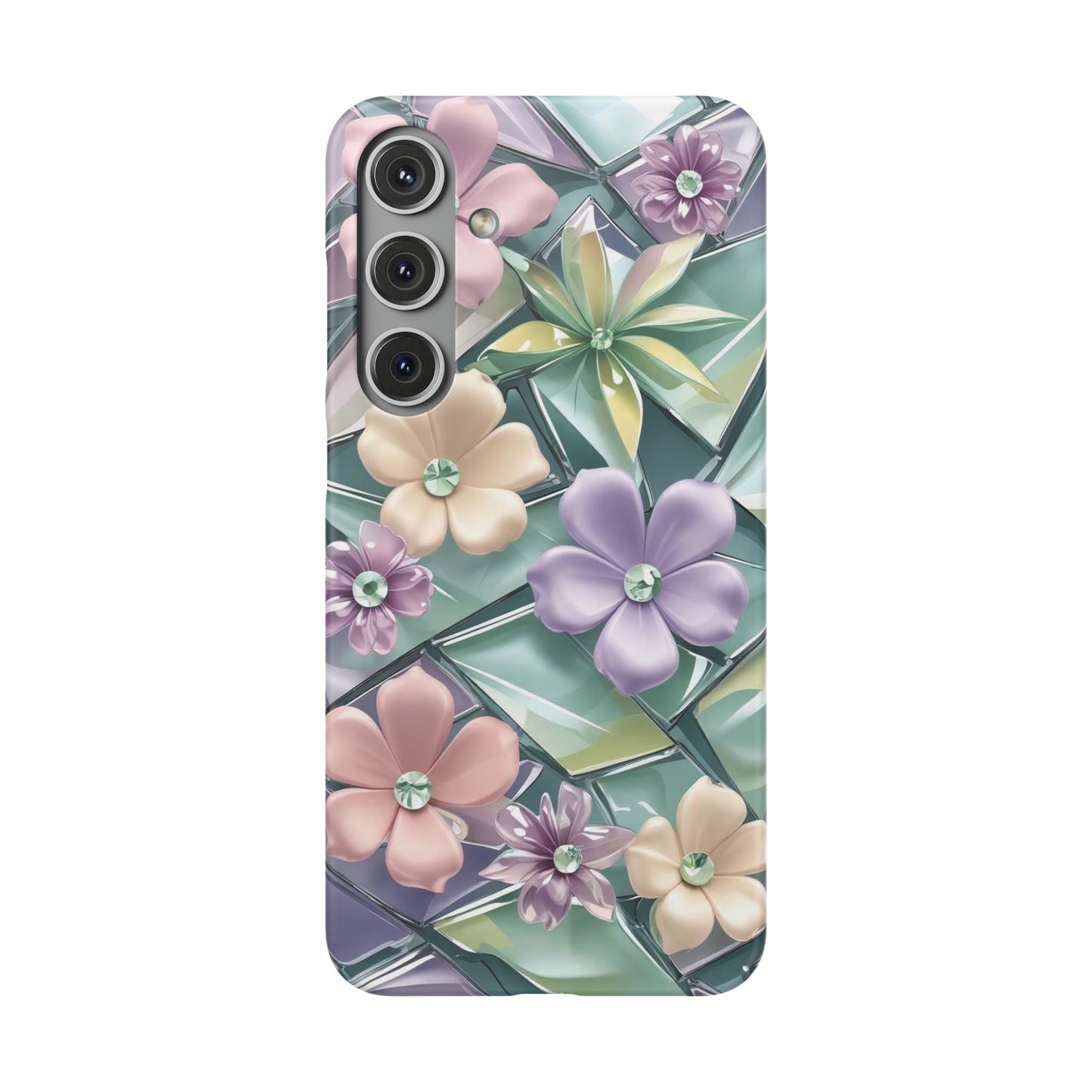 Snap Case Elegante Florale Samsung Handyhülle mit 3D-Effekt