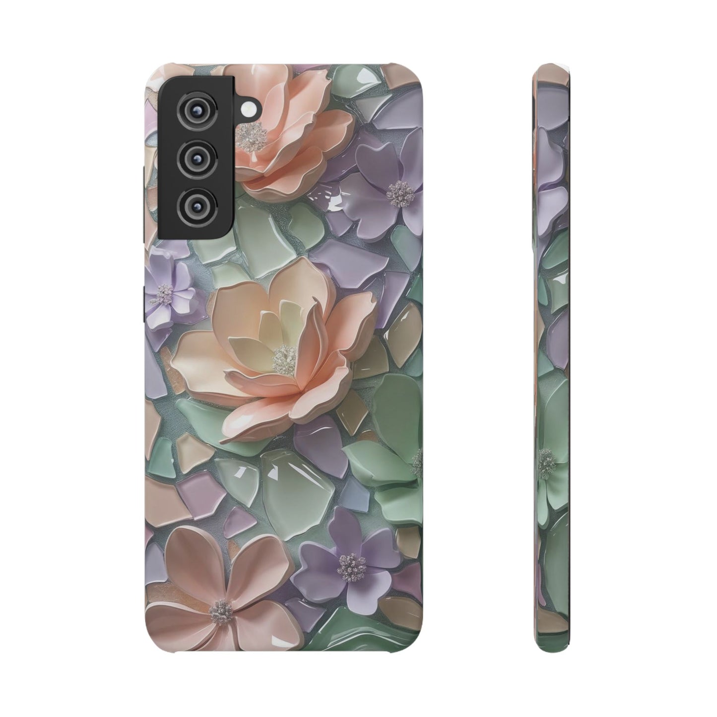 Snap Case Samsung Handyhülle mit 3D-Effekt, Blumenmuster
