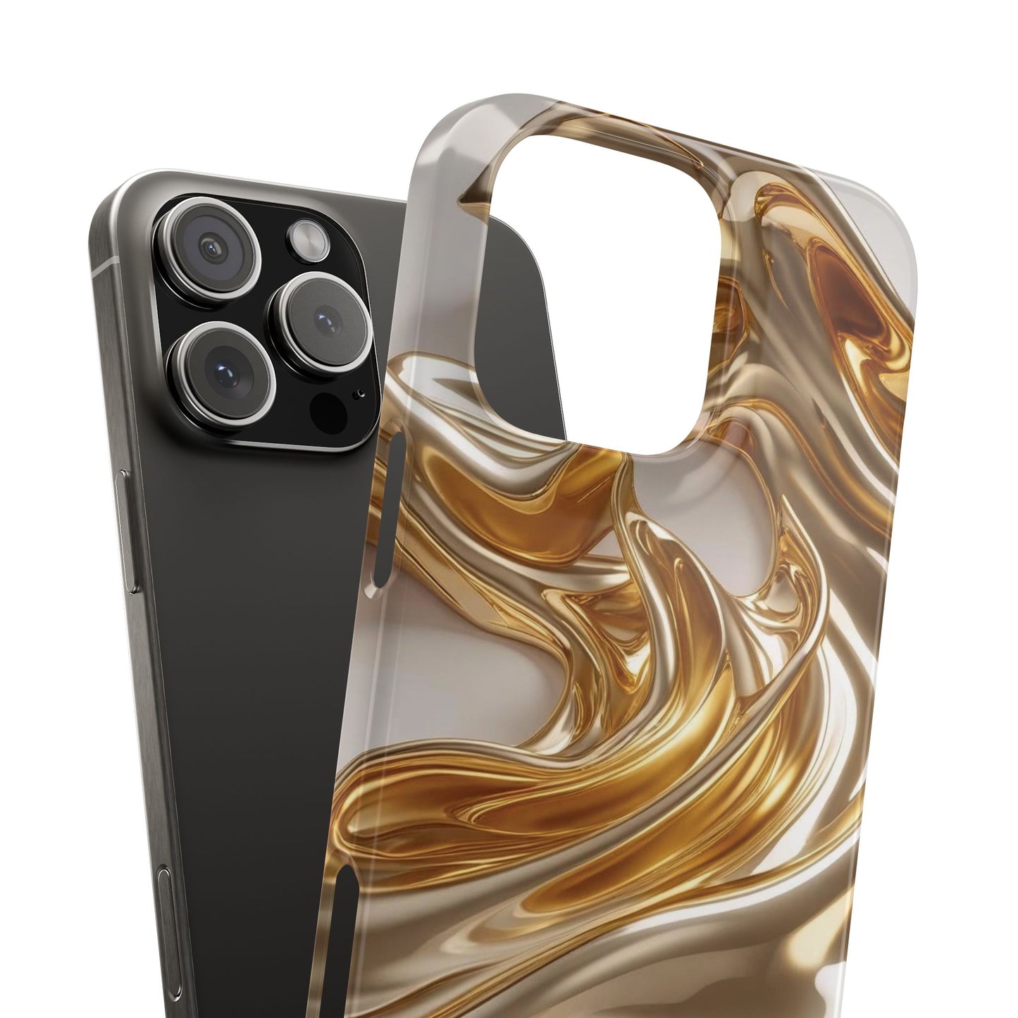 Snap Case iPhone Handyhülle – Gold Dynamic Liquid 3D Effekt