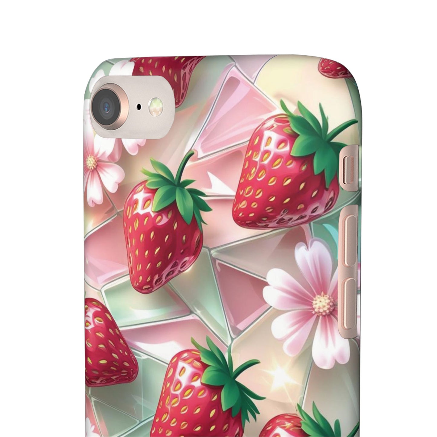 Snap Case iPhone Handyhülle - 3D Effekt Erdbeeren