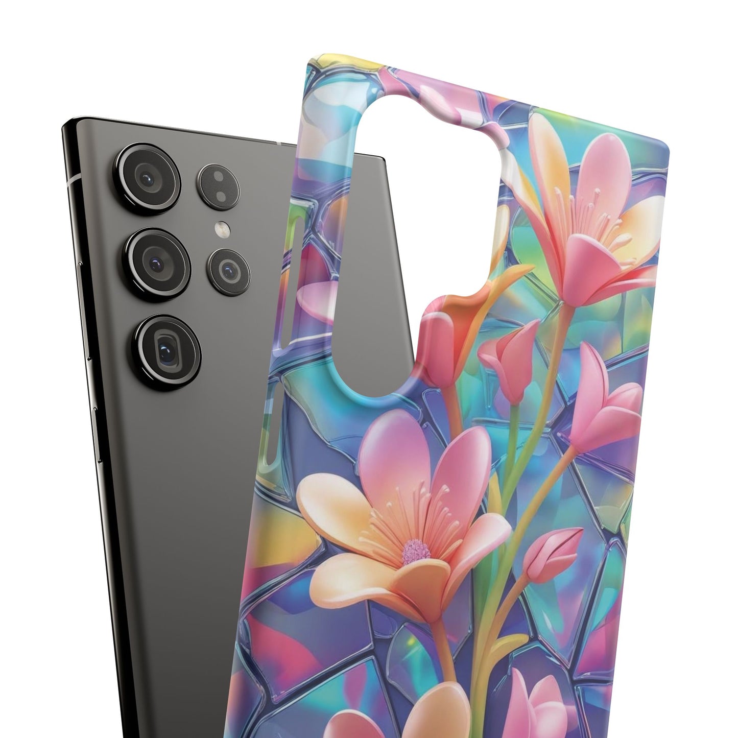 Snap Case Elegante Florale Samsung Handyhülle mit 3D-Effekt