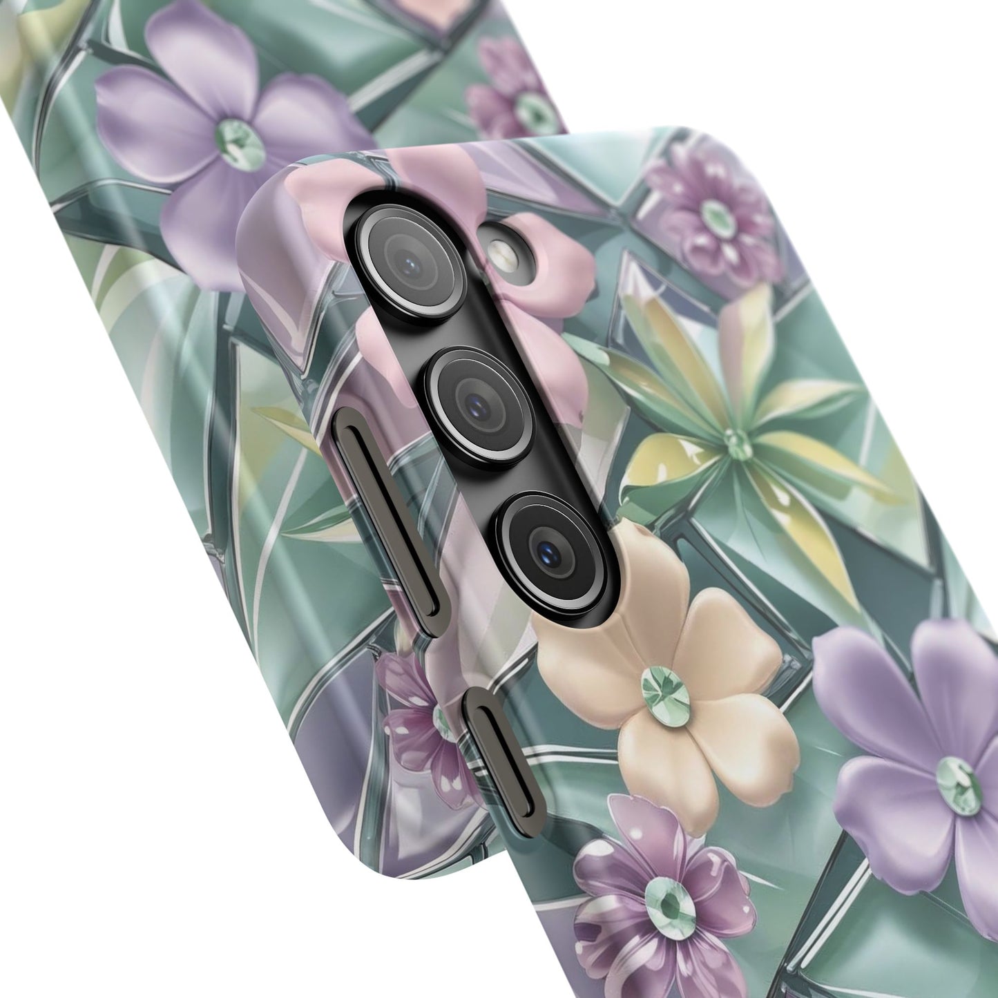 Snap Case Elegante Florale Samsung Handyhülle mit 3D-Effekt