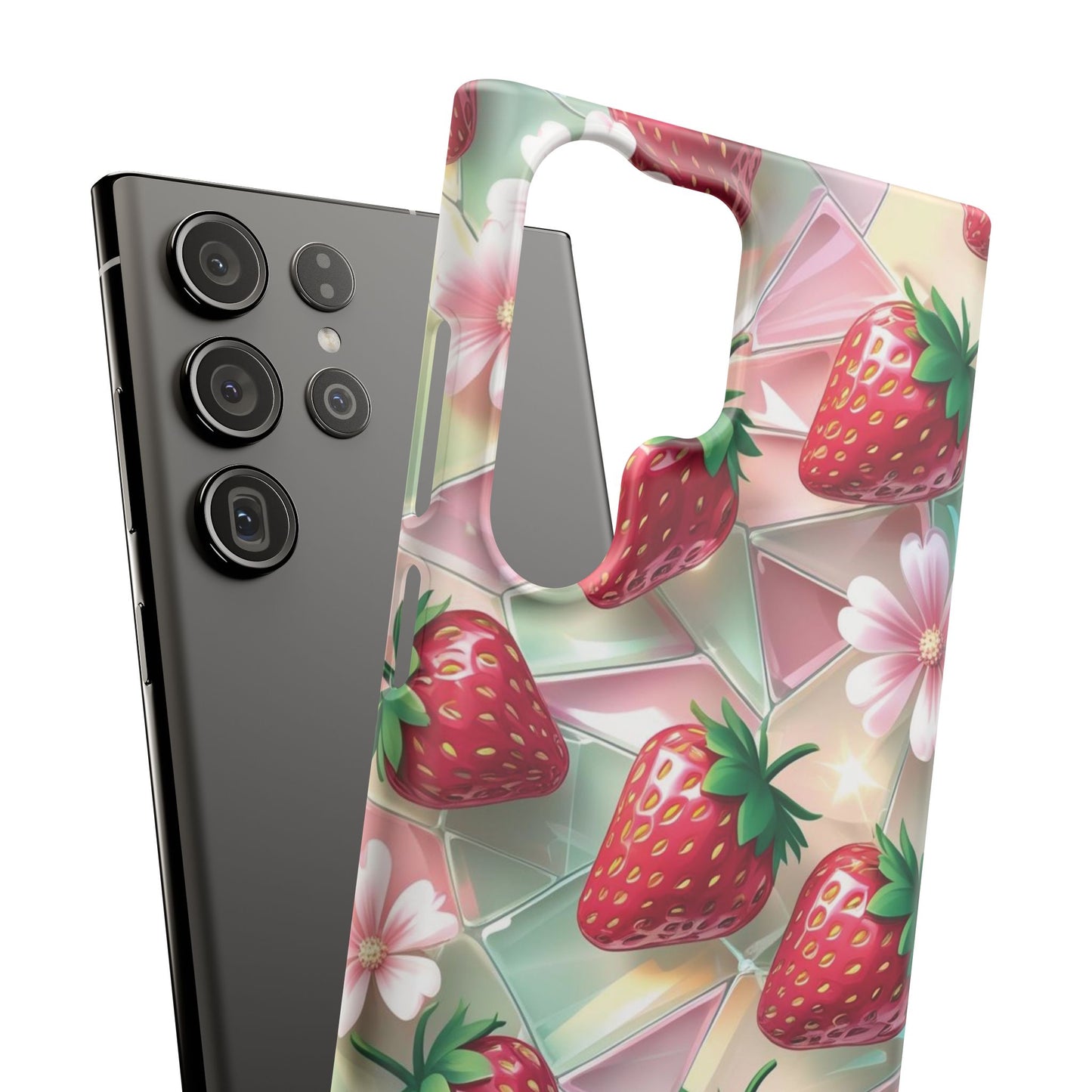 Snap Case Samsung Handyhülle - 3D Effekt Erdbeeren