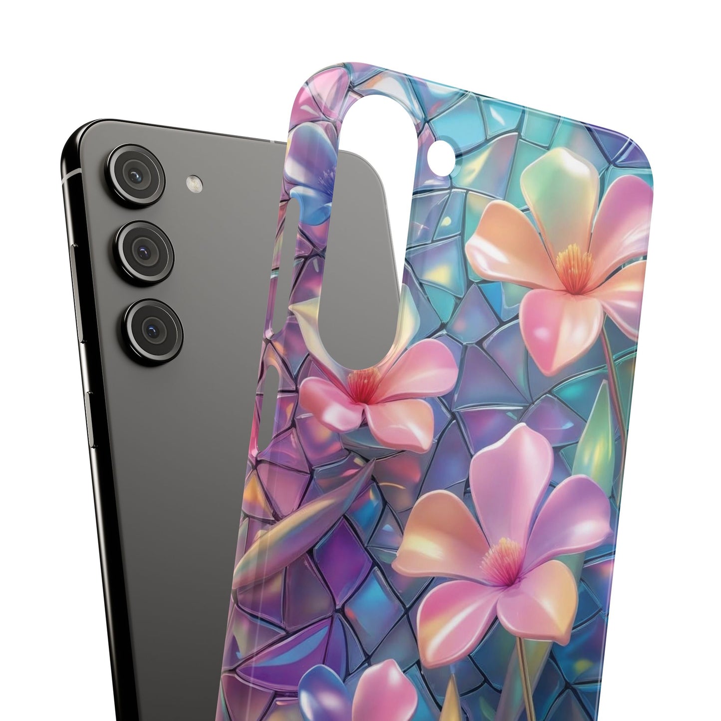 Snap Case Elegante Florale Samsung Handyhülle mit 3D-Effekt
