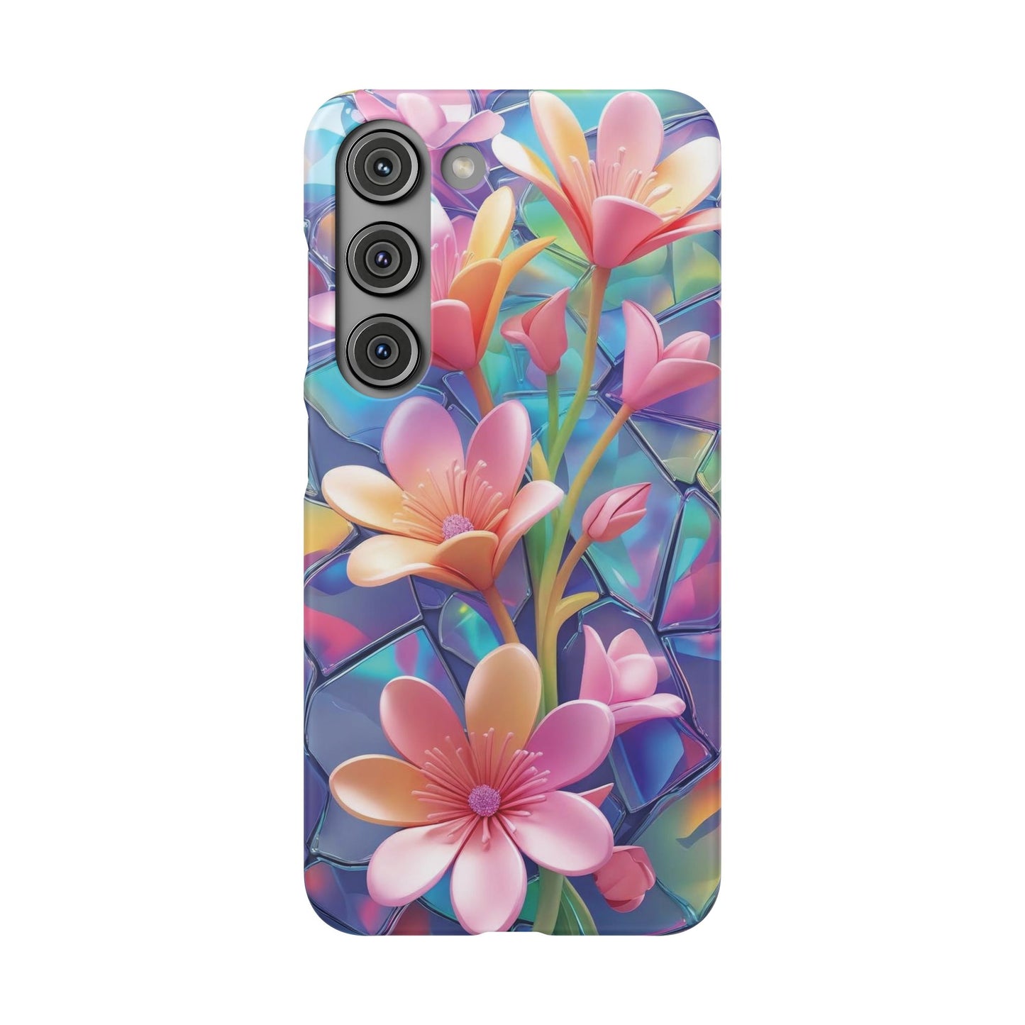 Snap Case Elegante Florale Samsung Handyhülle mit 3D-Effekt