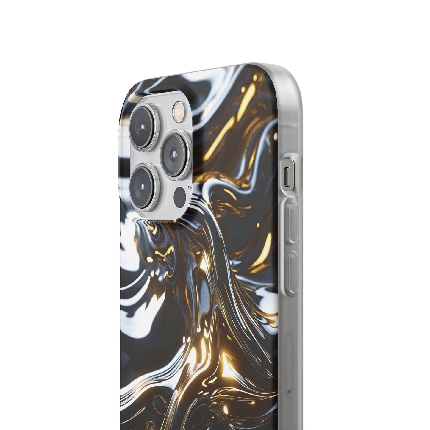 iPhone Handyhülle Flexi Case - Schwarz-Silber Metallic