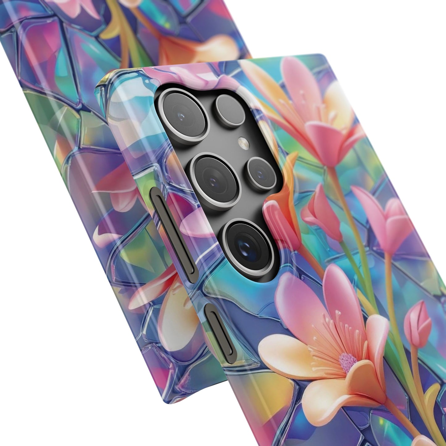 Snap Case Elegante Florale Samsung Handyhülle mit 3D-Effekt