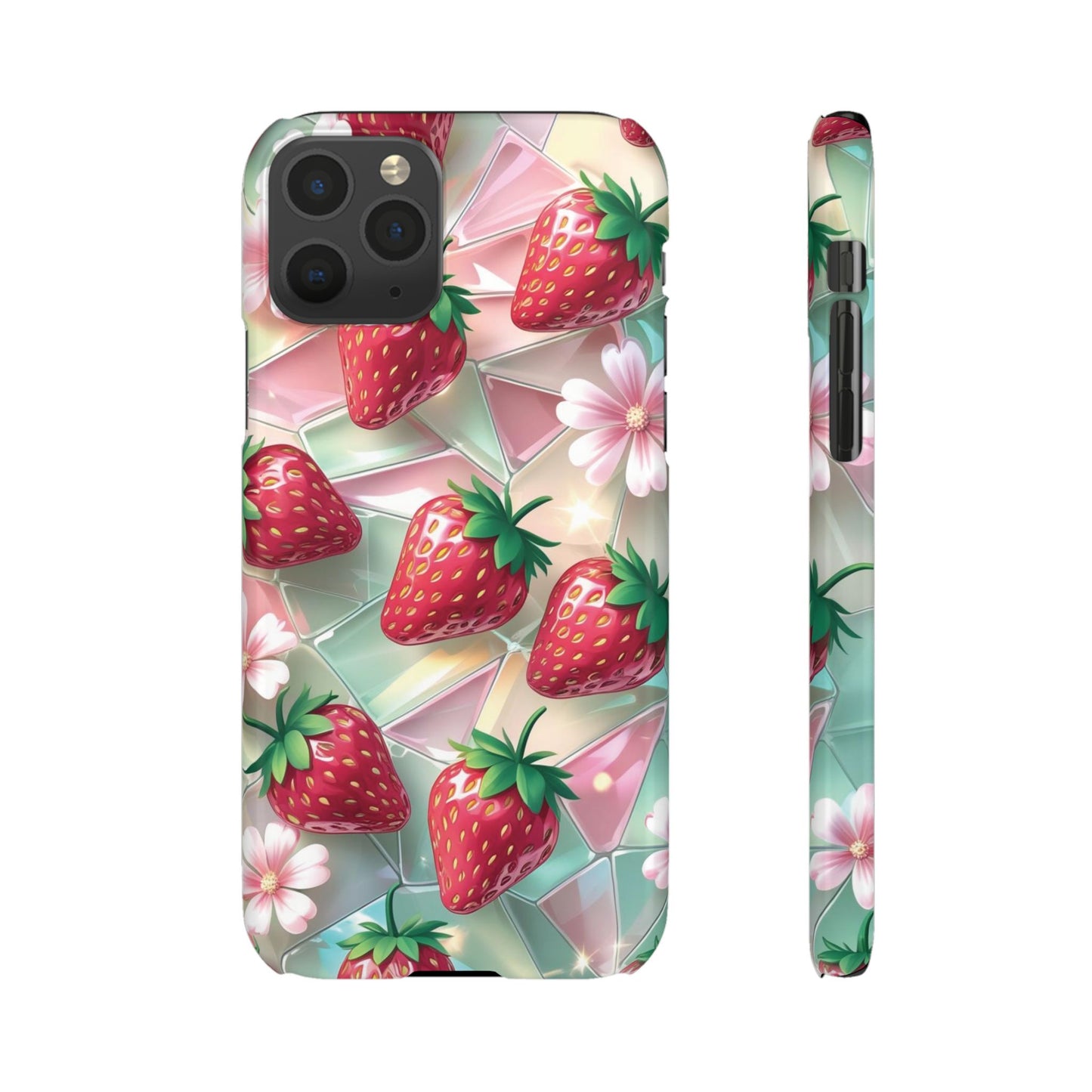 Snap Case iPhone Handyhülle - 3D Effekt Erdbeeren