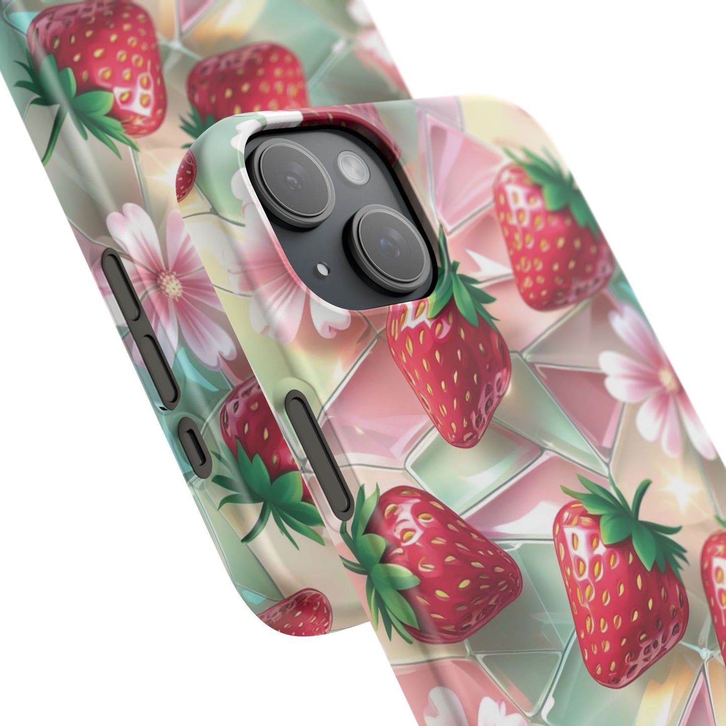Snap Case iPhone Handyhülle - 3D Effekt Erdbeeren