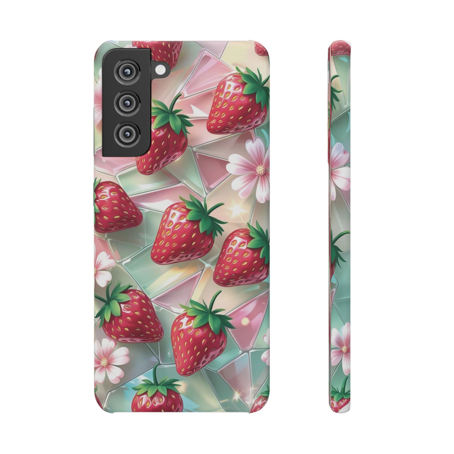 Snap Case Samsung Handyhülle - 3D Effekt Erdbeeren
