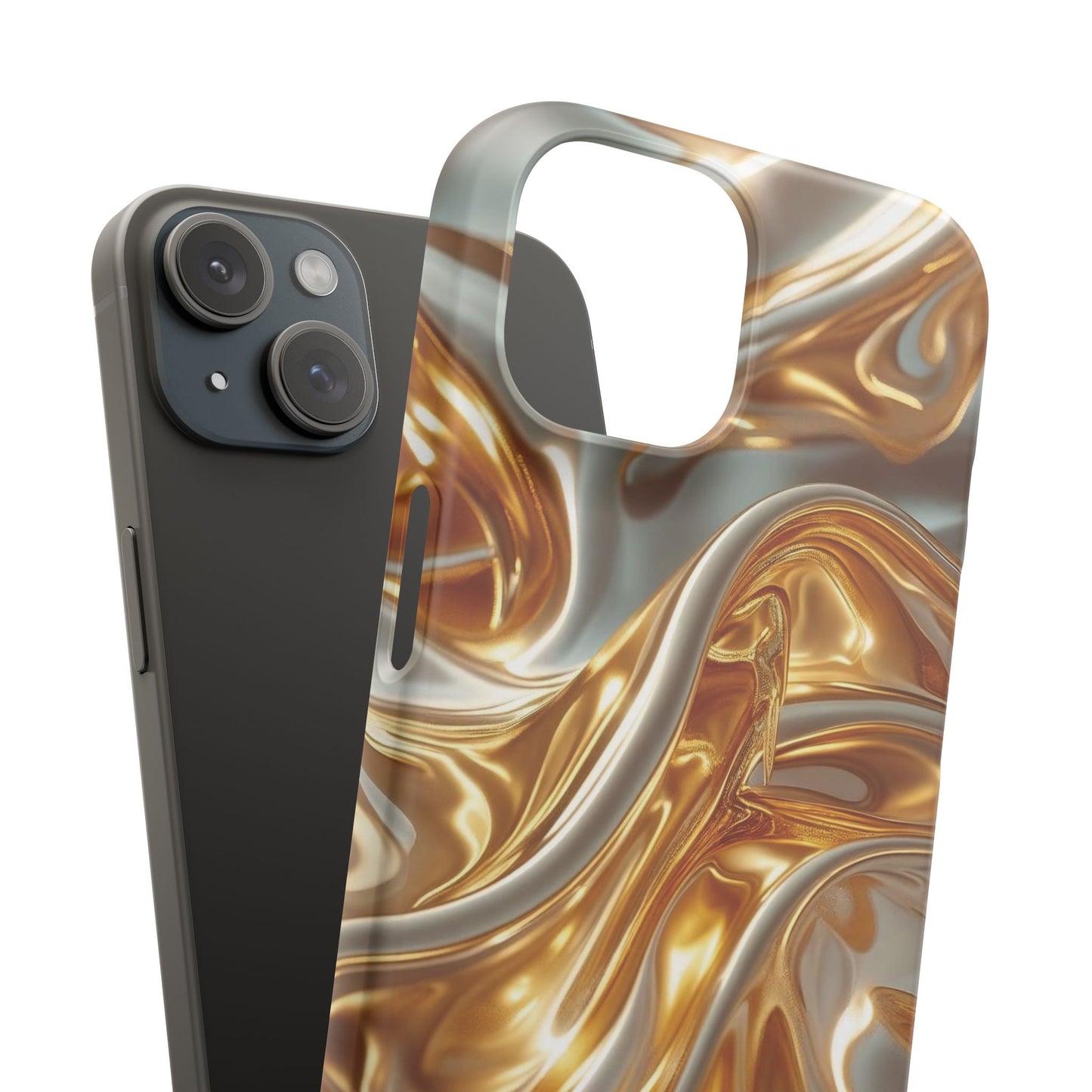 Snap Case iPhone Handyhülle – Gold Dynamic Liquid 3D Effekt