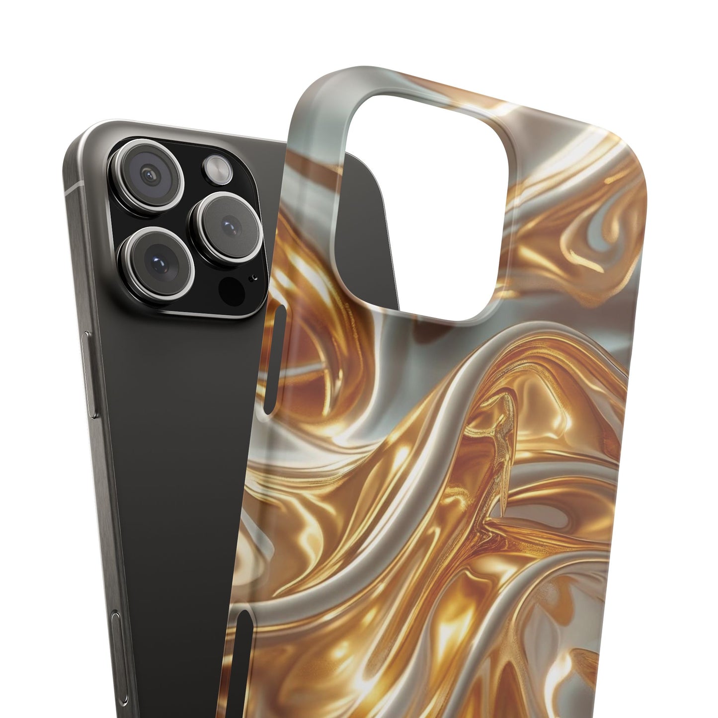Snap Case iPhone Handyhülle – Gold Dynamic Liquid 3D Effekt