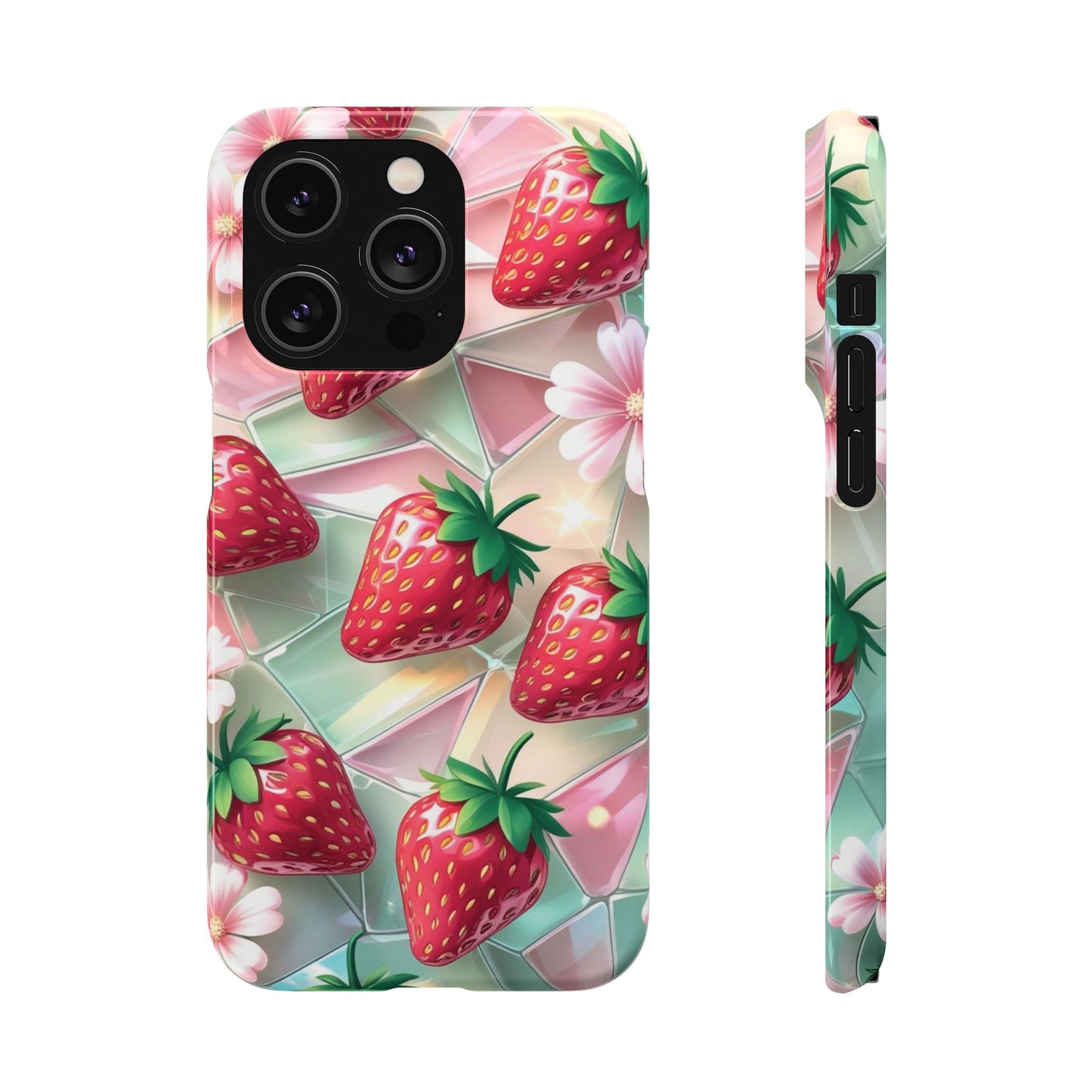Snap Case iPhone Handyhülle - 3D Effekt Erdbeeren