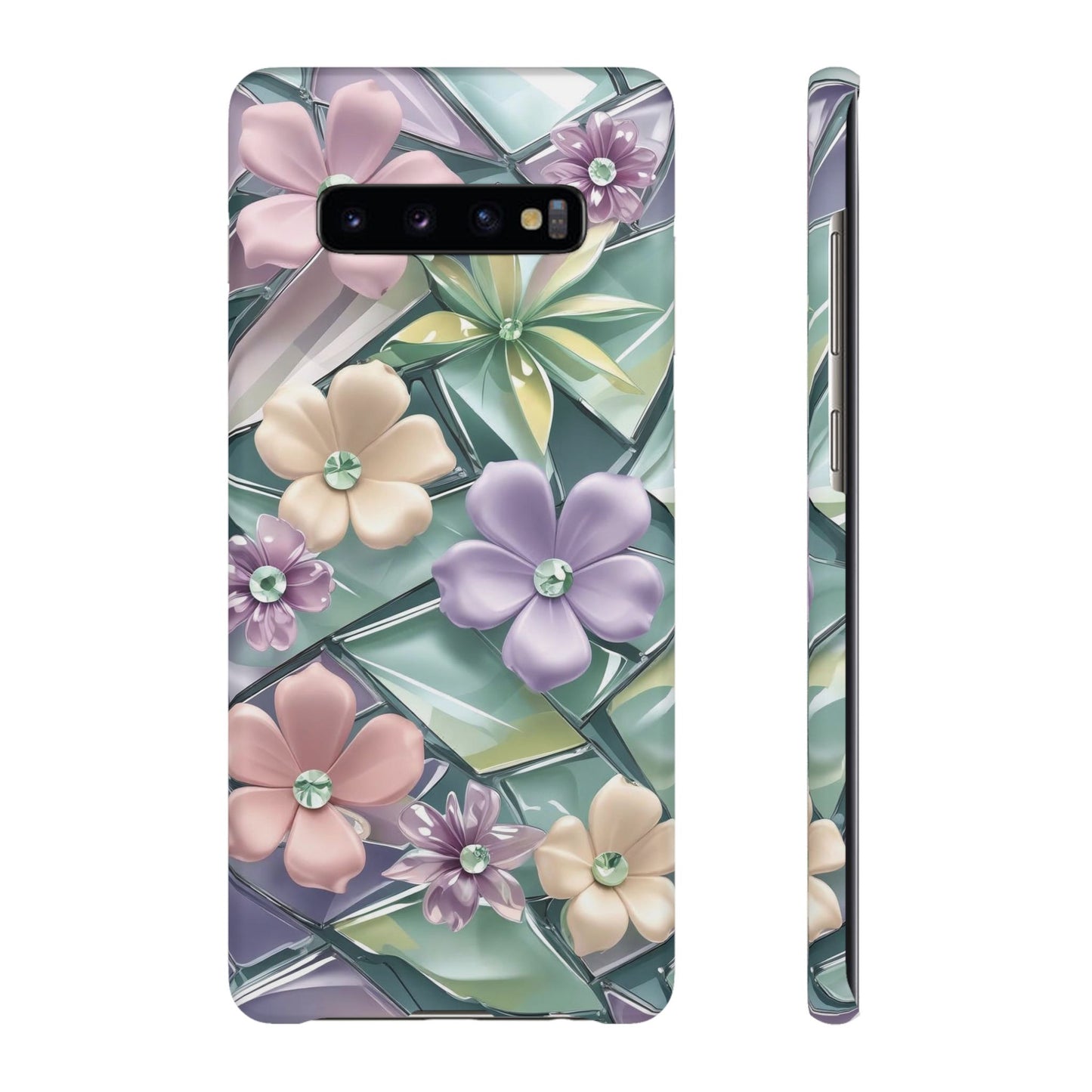 Snap Case Elegante Florale Samsung Handyhülle mit 3D-Effekt