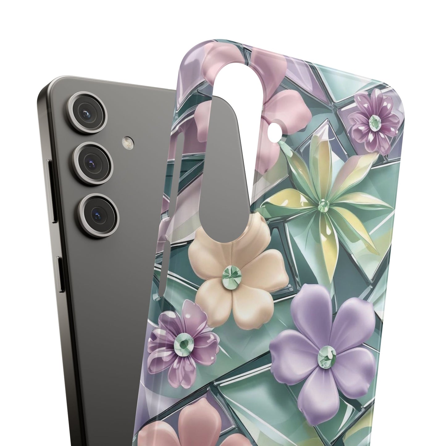 Snap Case Elegante Florale Samsung Handyhülle mit 3D-Effekt