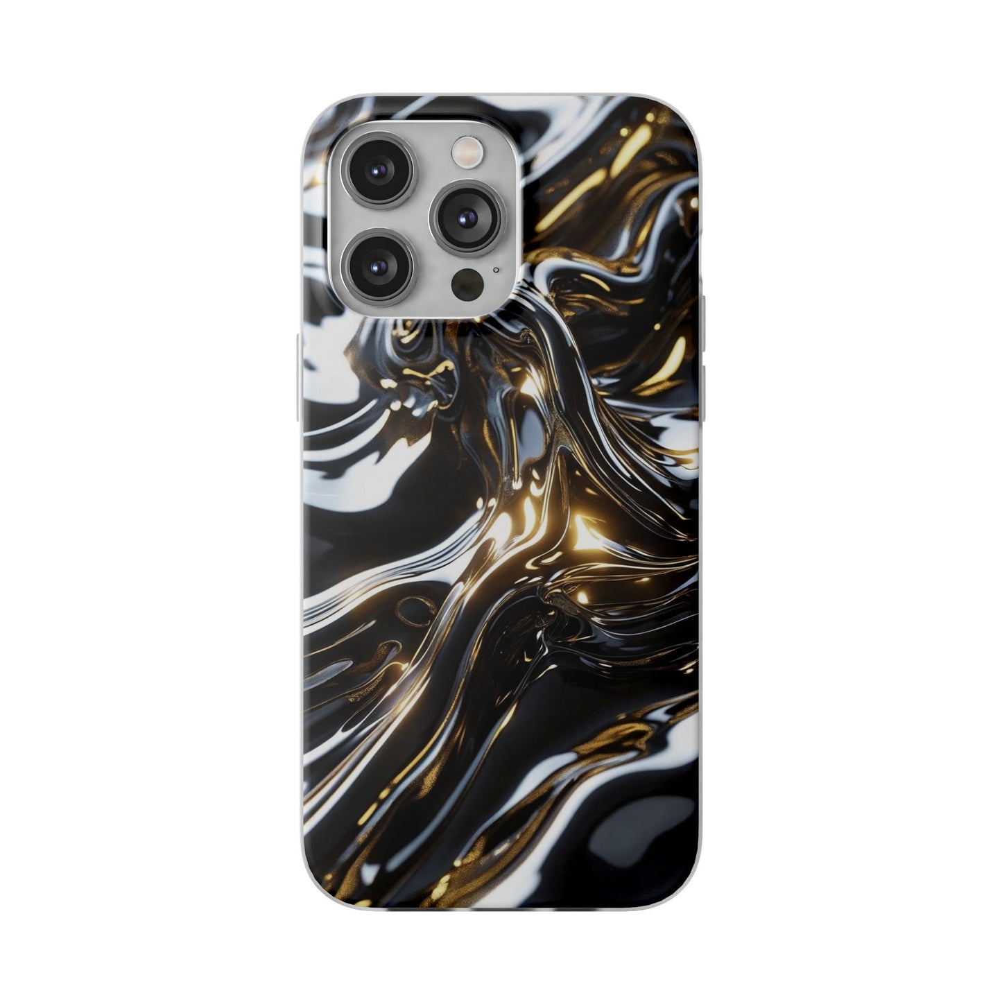 iPhone Handyhülle Flexi Case - Schwarz-Silber Metallic