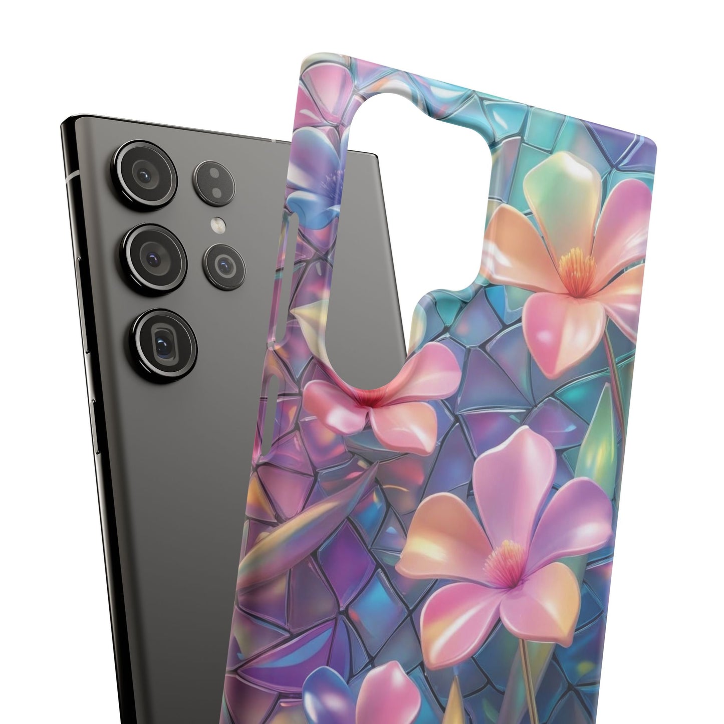 Snap Case Elegante Florale Samsung Handyhülle mit 3D-Effekt