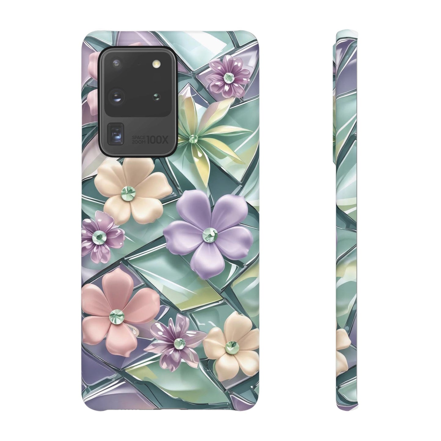 Snap Case Elegante Florale Samsung Handyhülle mit 3D-Effekt