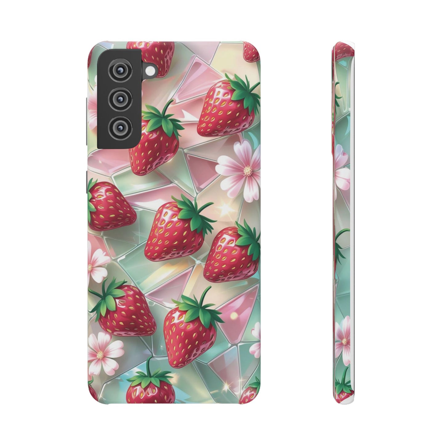 Snap Case Samsung Handyhülle - 3D Effekt Erdbeeren