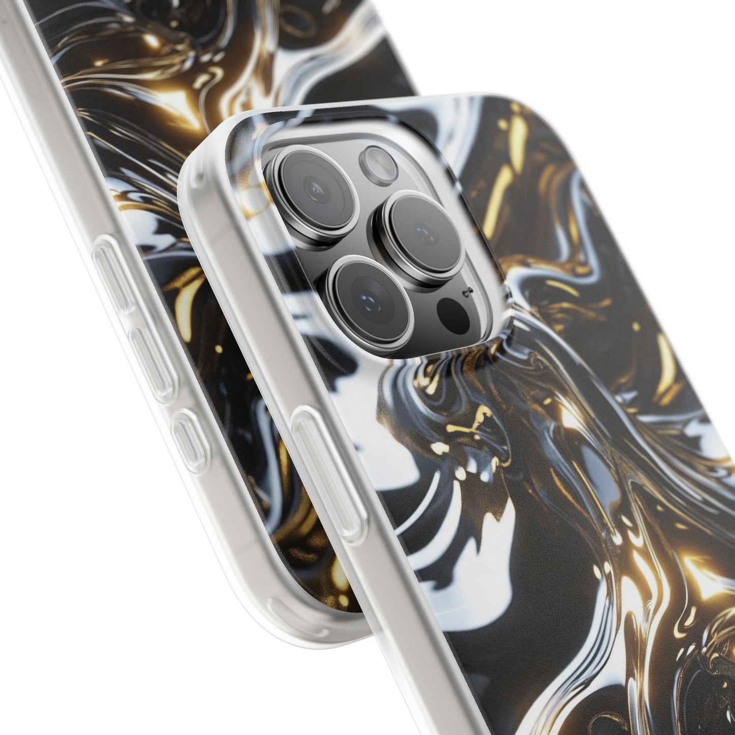 iPhone Handyhülle Flexi Case - Schwarz-Silber Metallic