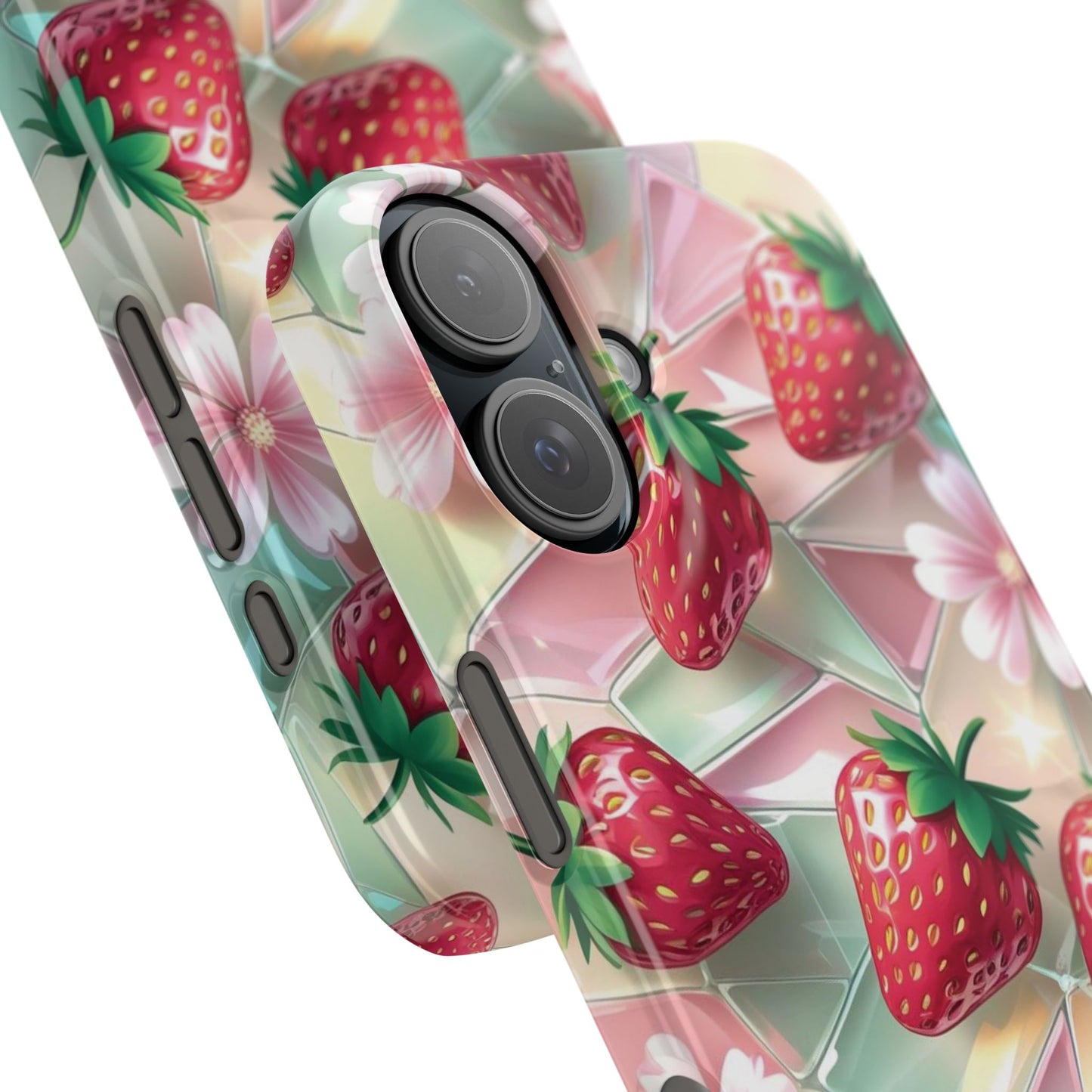 Snap Case iPhone Handyhülle - 3D Effekt Erdbeeren