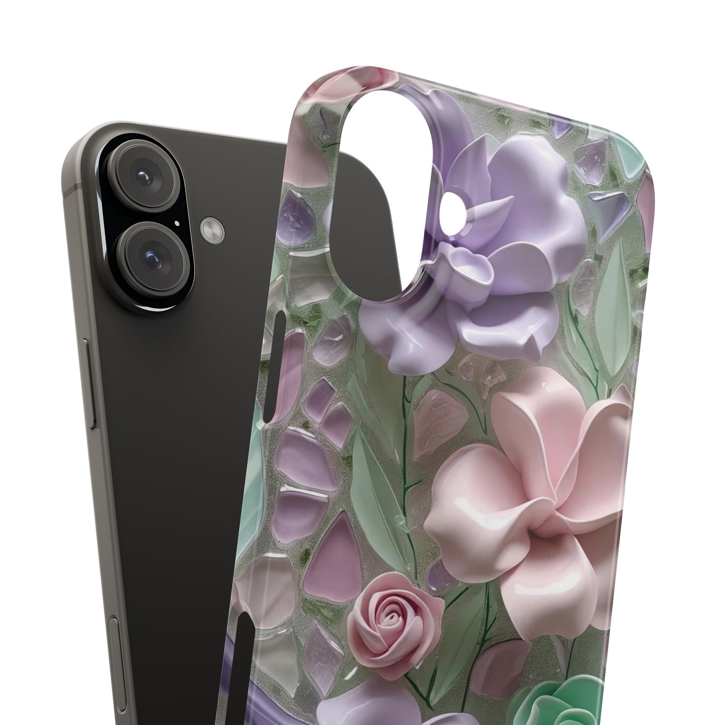 Snap Case Elegante Florale iPhone Handyhülle mit 3D-Effekt