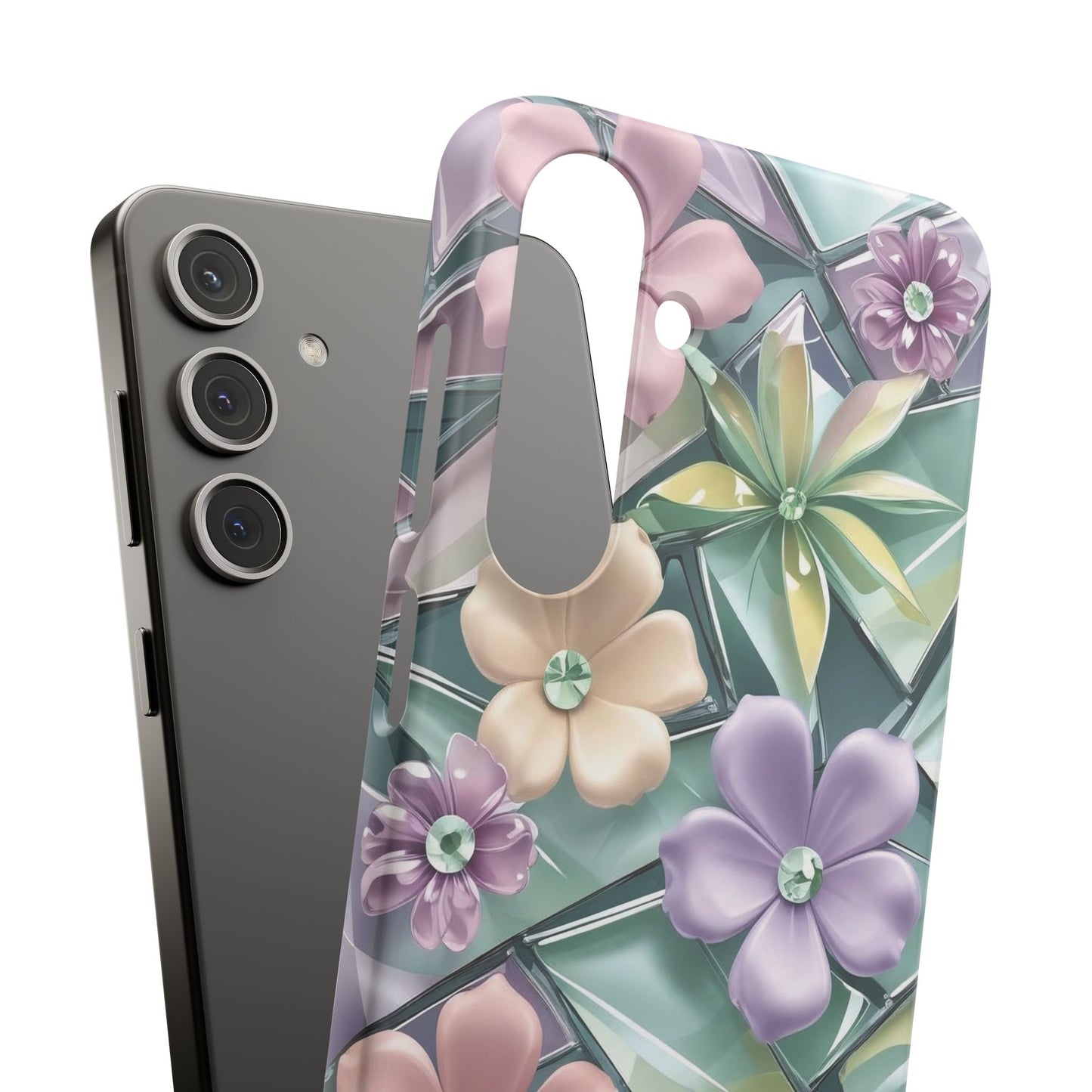Snap Case Elegante Florale Samsung Handyhülle mit 3D-Effekt