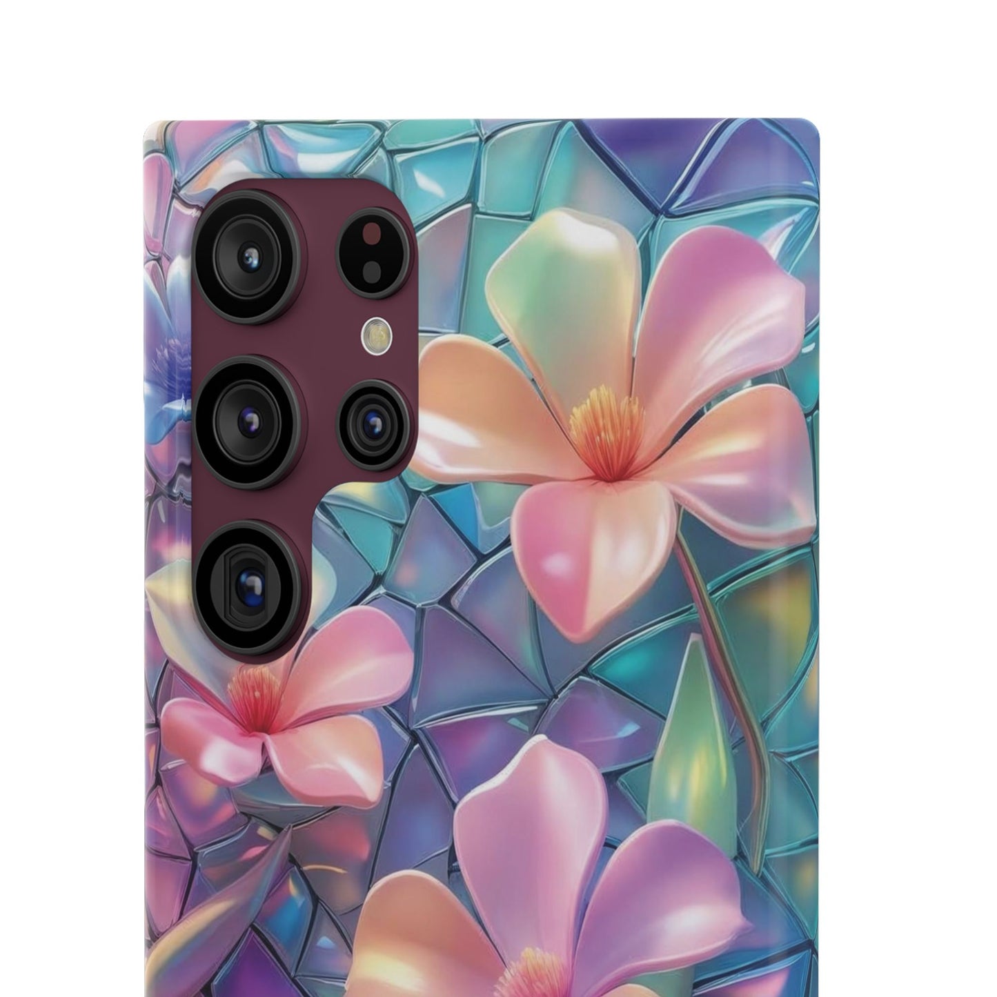 Snap Case Elegante Florale Samsung Handyhülle mit 3D-Effekt