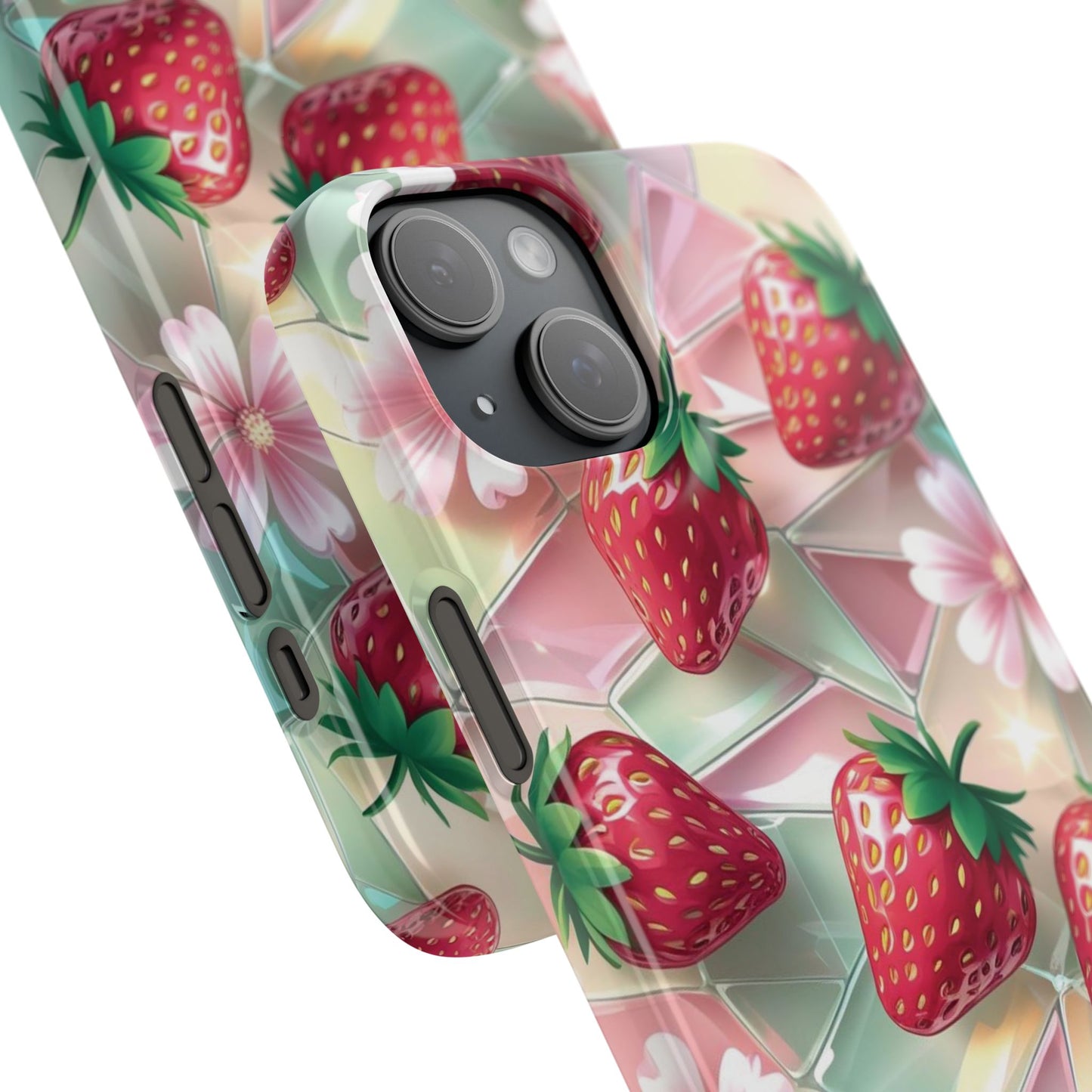 Snap Case iPhone Handyhülle - 3D Effekt Erdbeeren