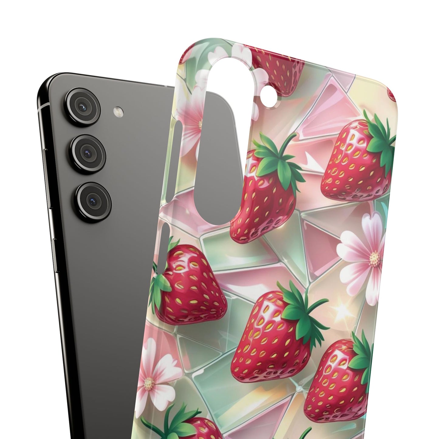 Snap Case Samsung Handyhülle - 3D Effekt Erdbeeren