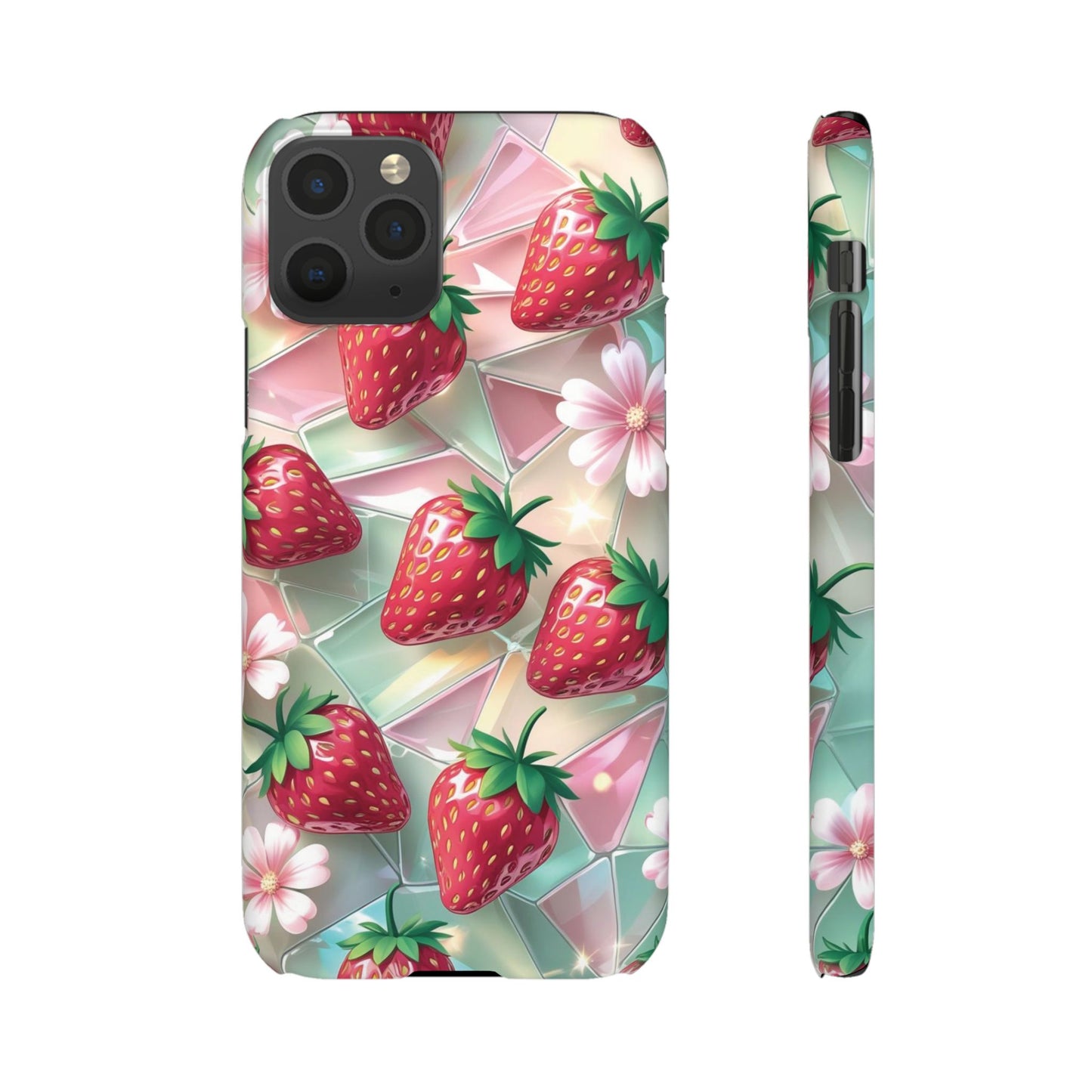 Snap Case iPhone Handyhülle - 3D Effekt Erdbeeren