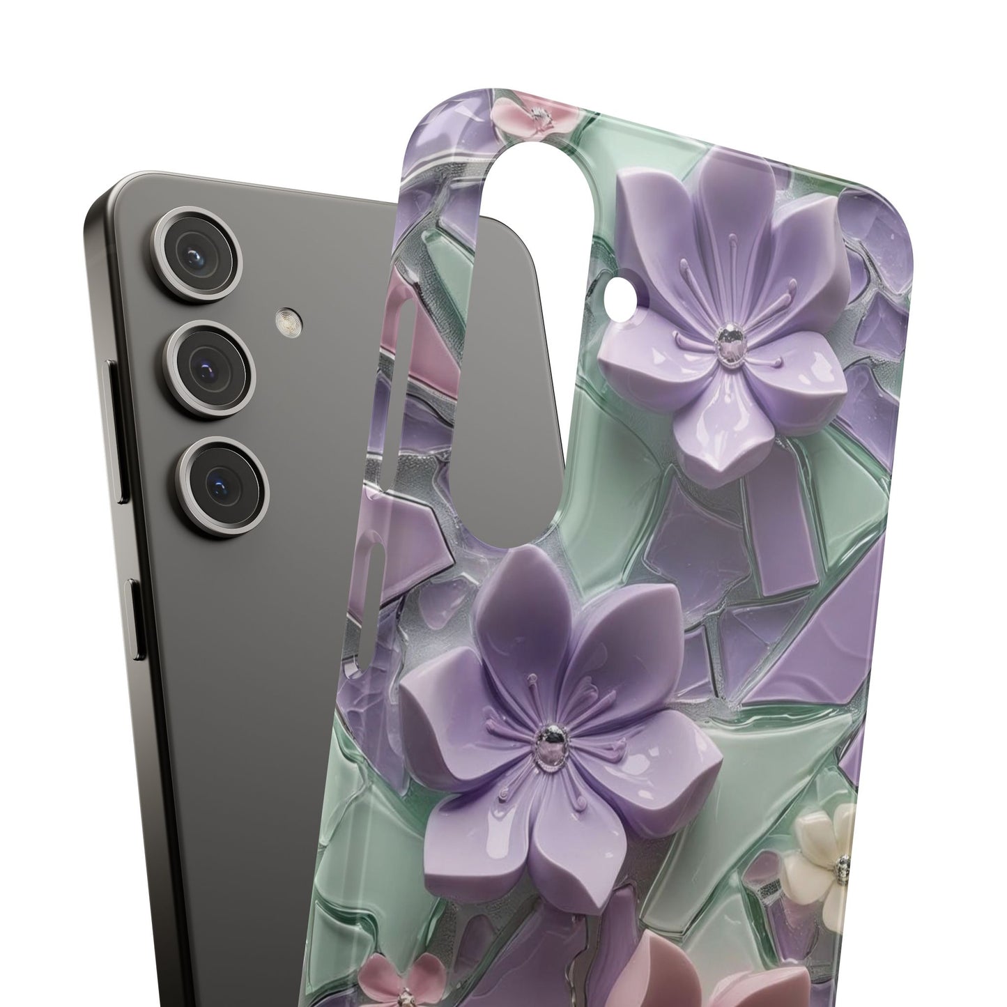 Snap Case Elegante Florale Samsung Handyhülle mit 3D-Effekt