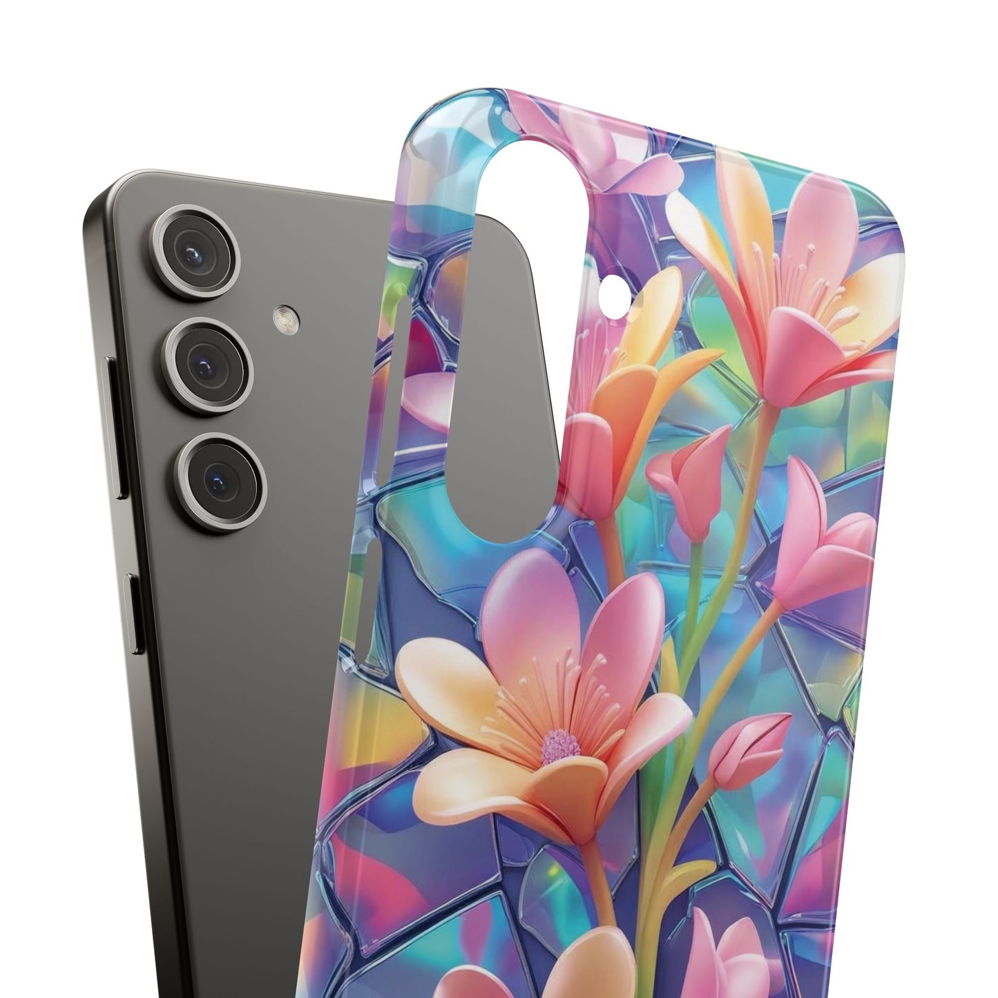 Snap Case Elegante Florale Samsung Handyhülle mit 3D-Effekt
