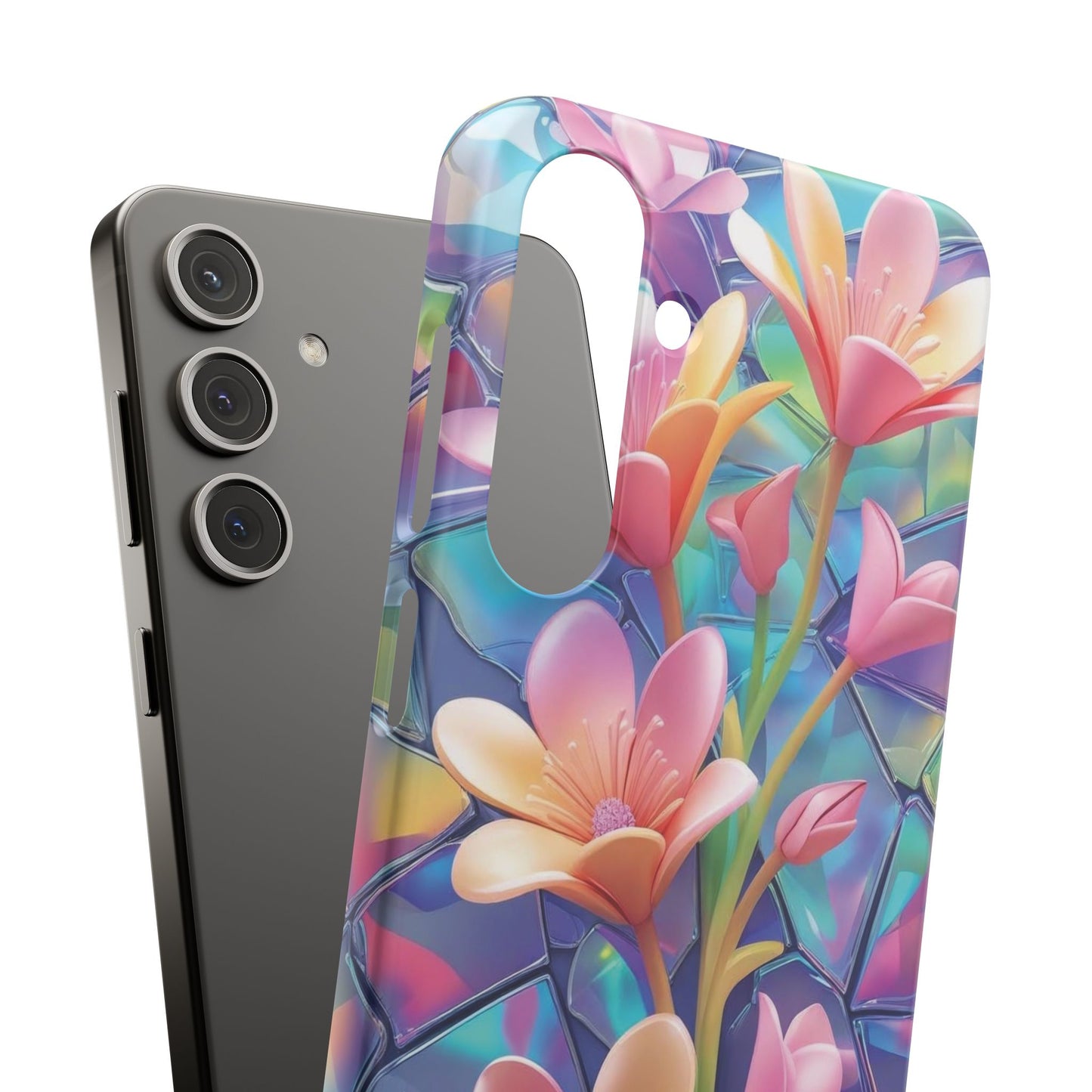 Snap Case Elegante Florale Samsung Handyhülle mit 3D-Effekt