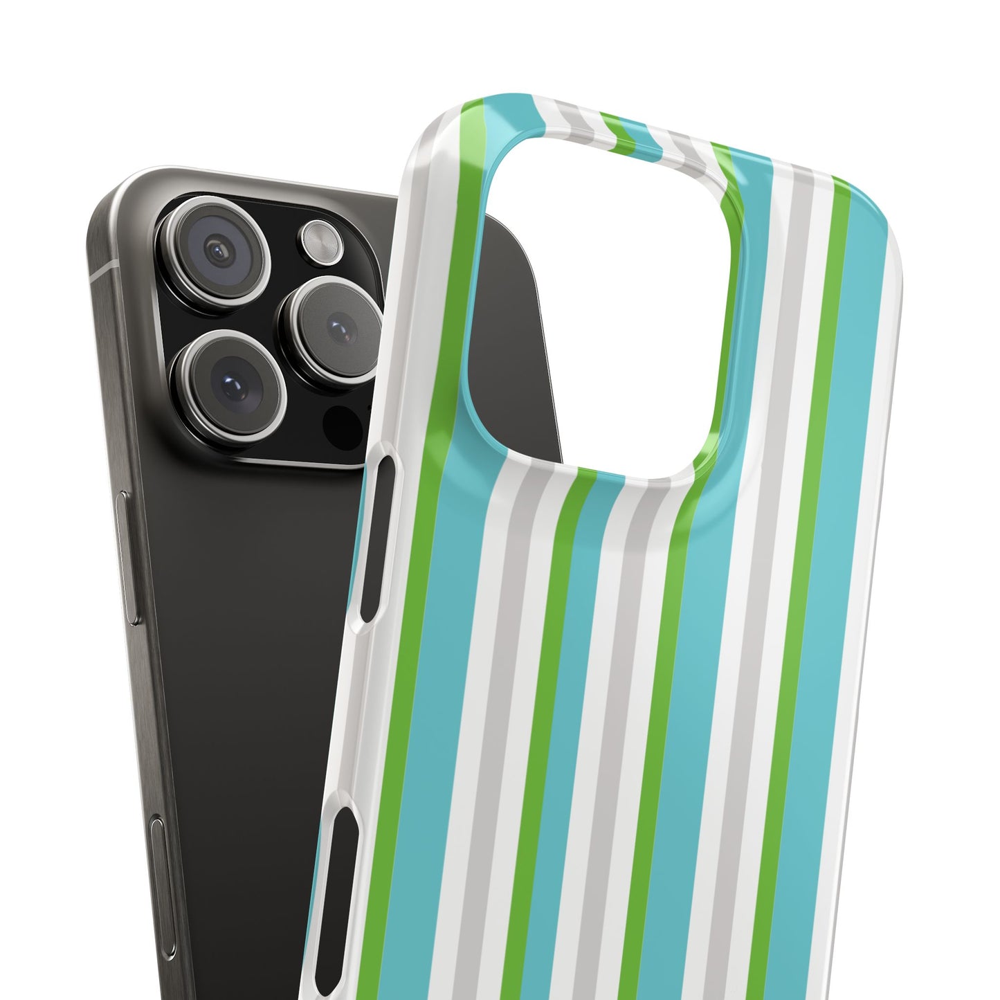 iPhone Snap Case - Modernes Abstraktes Design mit Grünen und Weißen Linien