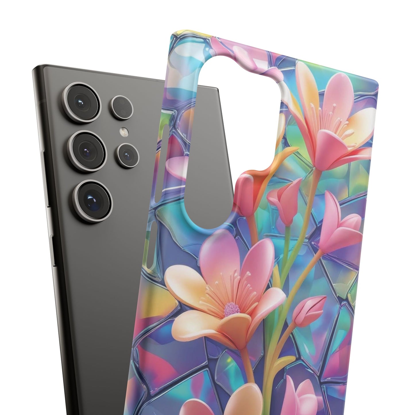 Snap Case Elegante Florale Samsung Handyhülle mit 3D-Effekt