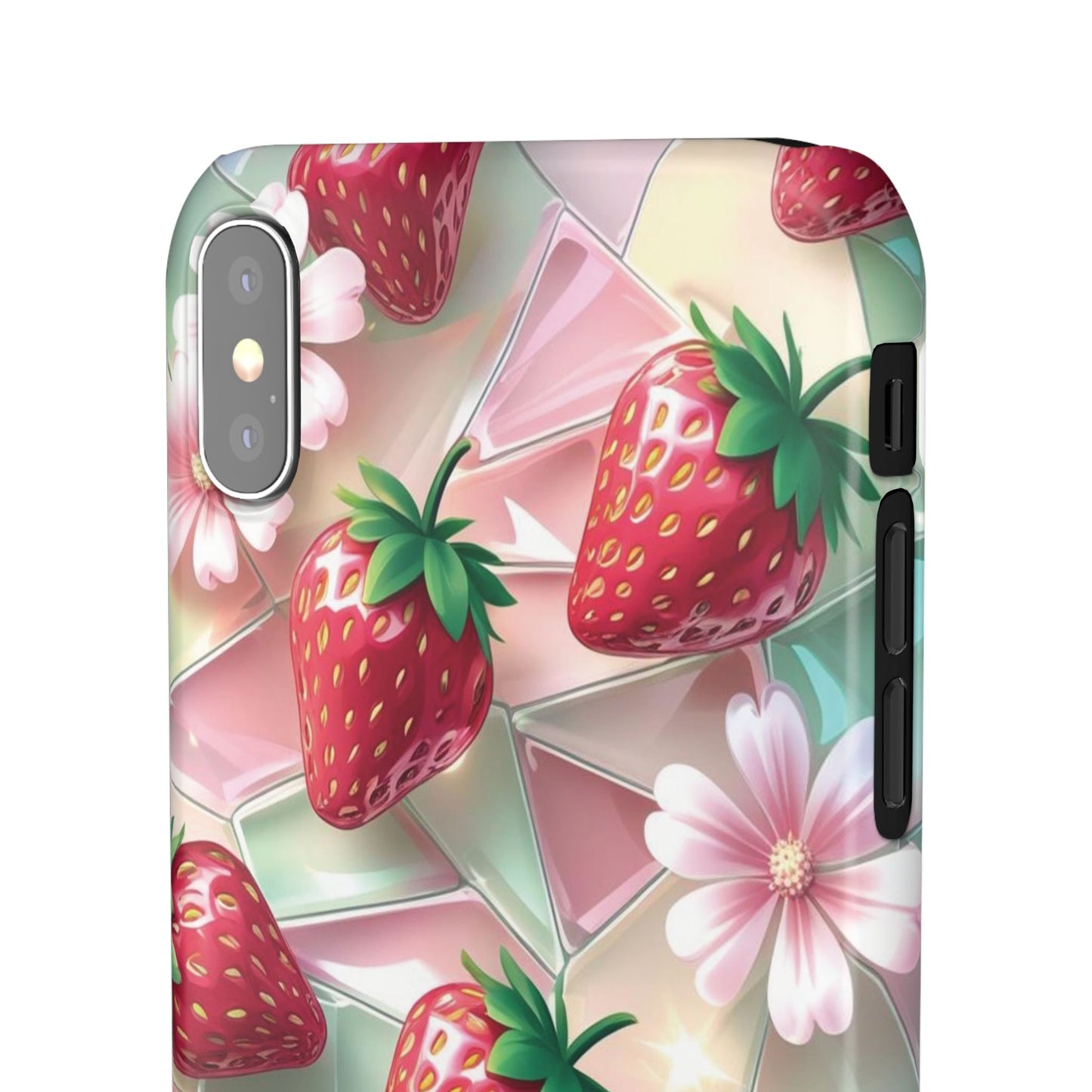 Snap Case iPhone Handyhülle - 3D Effekt Erdbeeren