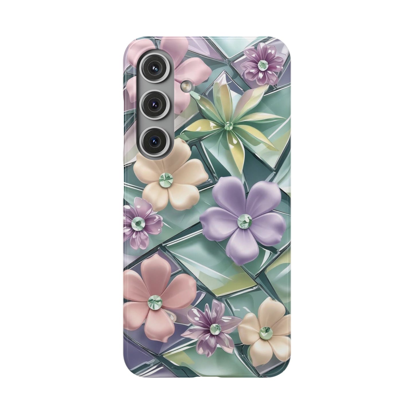 Snap Case Elegante Florale Samsung Handyhülle mit 3D-Effekt