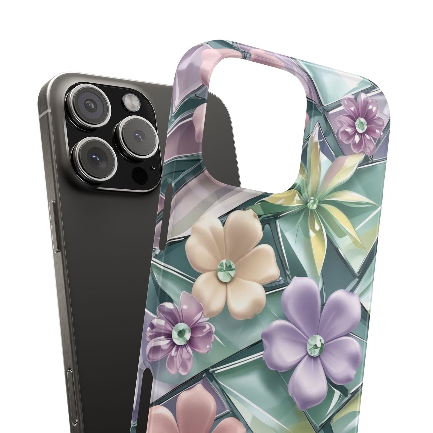 Snap Case Elegante Florale iPhone Handyhülle mit 3D-Effekt
