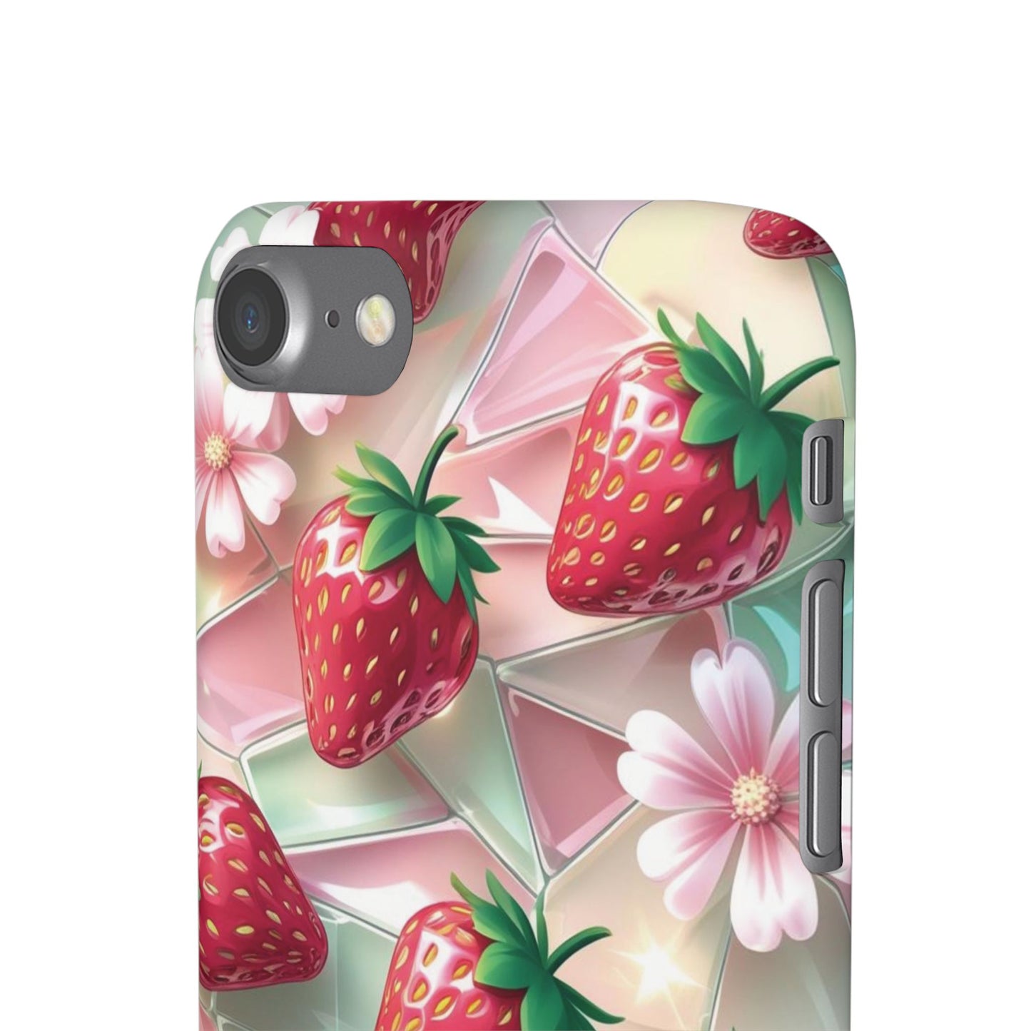 Snap Case iPhone Handyhülle - 3D Effekt Erdbeeren