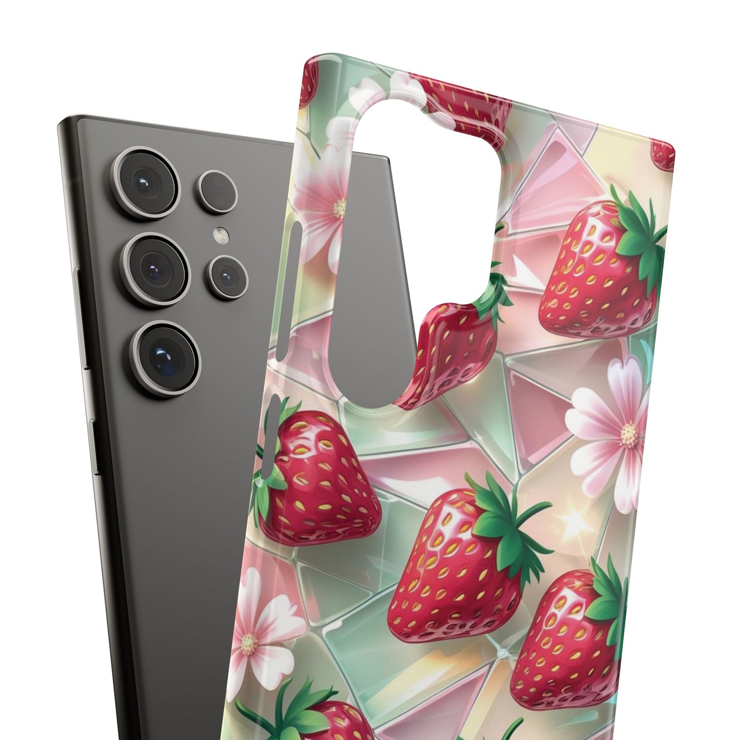 Snap Case Samsung Handyhülle - 3D Effekt Erdbeeren