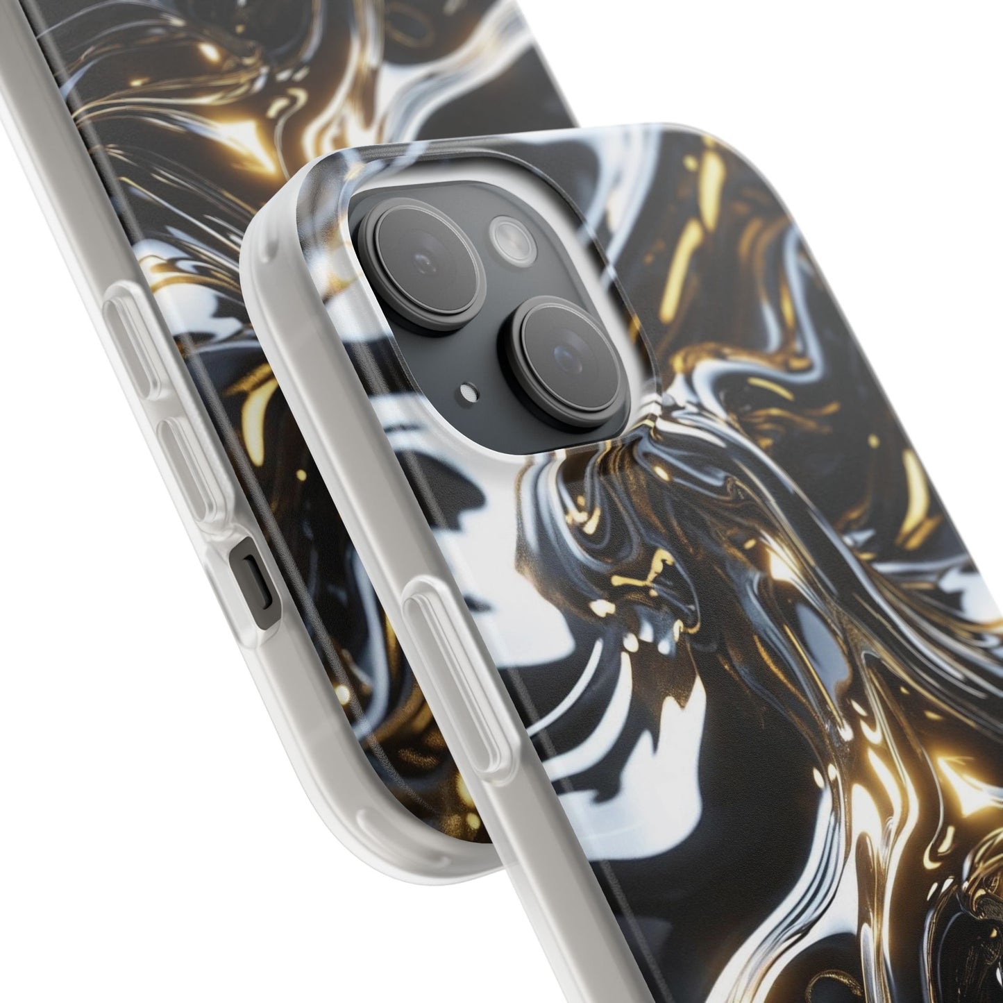iPhone Handyhülle Flexi Case - Schwarz-Silber Metallic