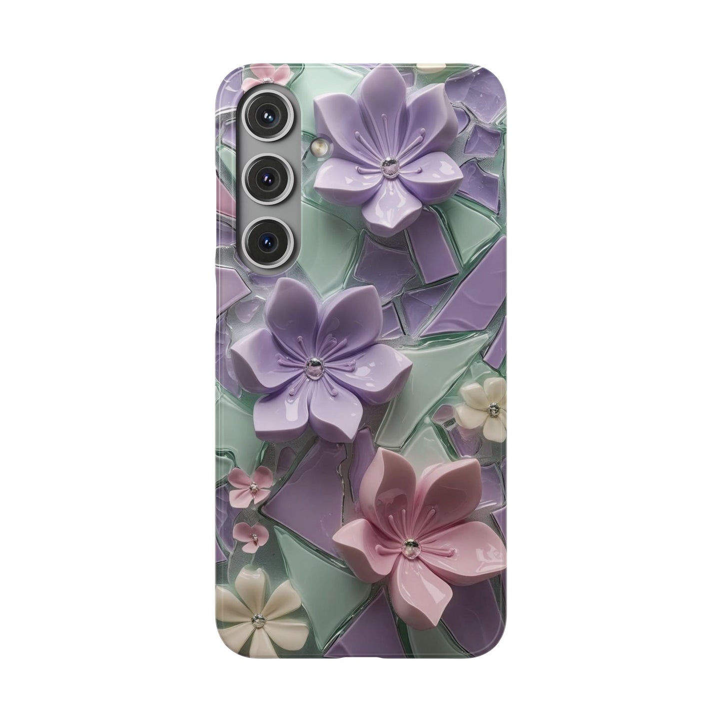 Snap Case Elegante Florale Samsung Handyhülle mit 3D-Effekt