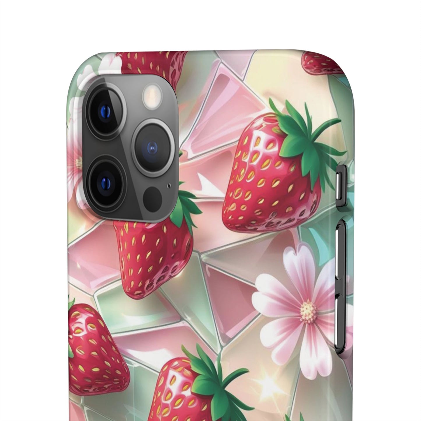Snap Case iPhone Handyhülle - 3D Effekt Erdbeeren