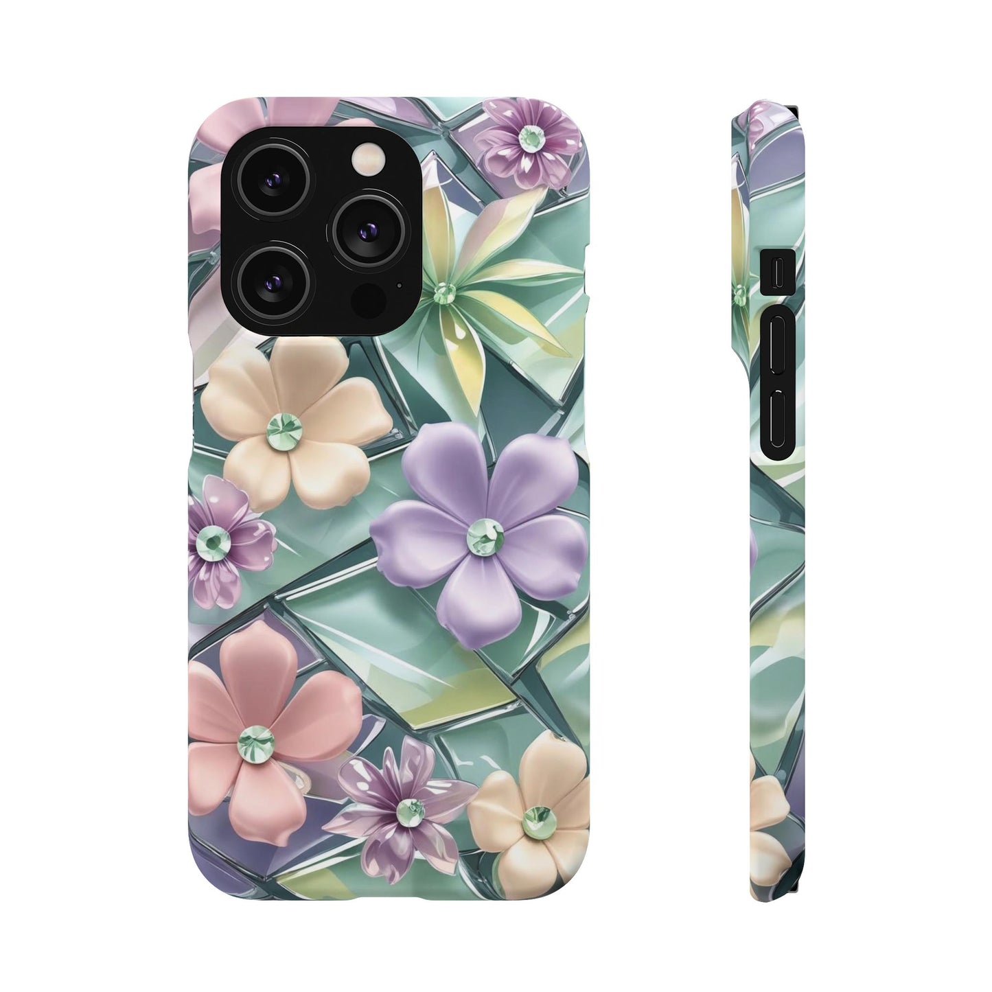 Snap Case Elegante Florale iPhone Handyhülle mit 3D-Effekt