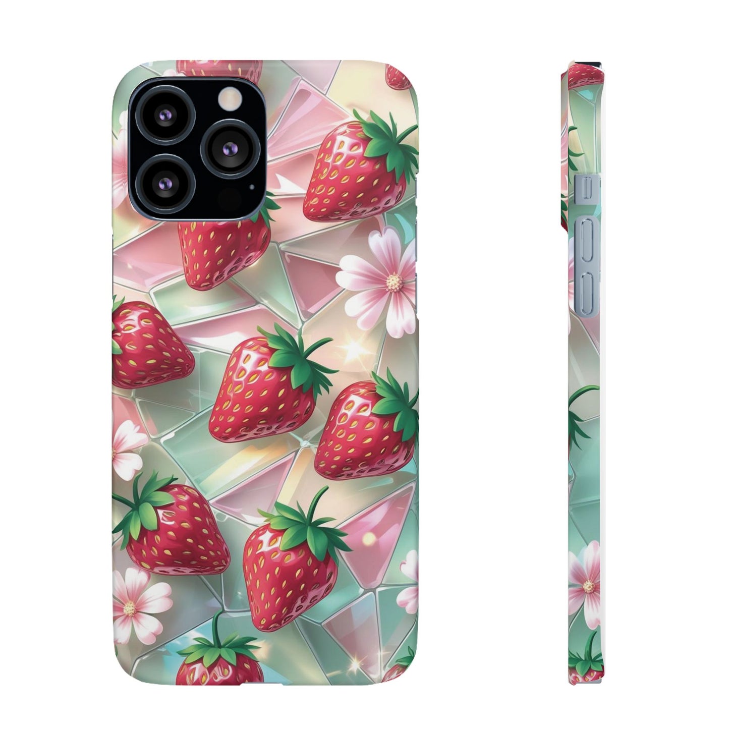 Snap Case iPhone Handyhülle - 3D Effekt Erdbeeren
