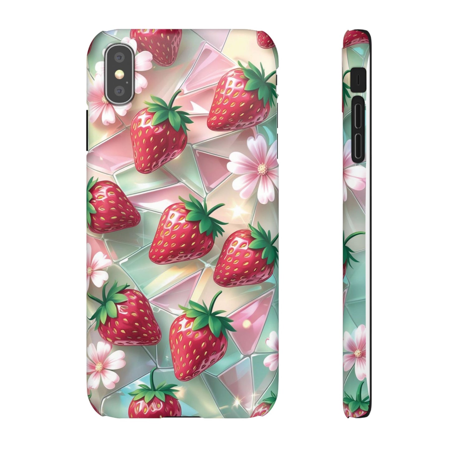 Snap Case iPhone Handyhülle - 3D Effekt Erdbeeren