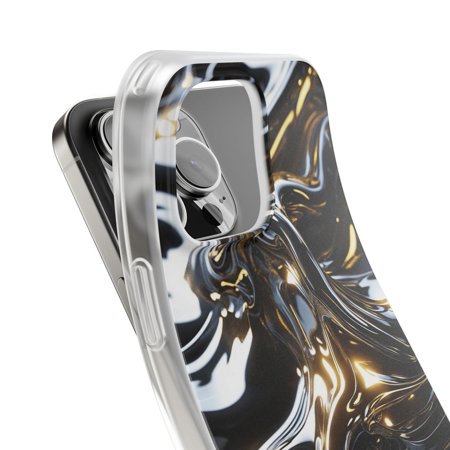 iPhone Handyhülle Flexi Case - Schwarz-Silber Metallic