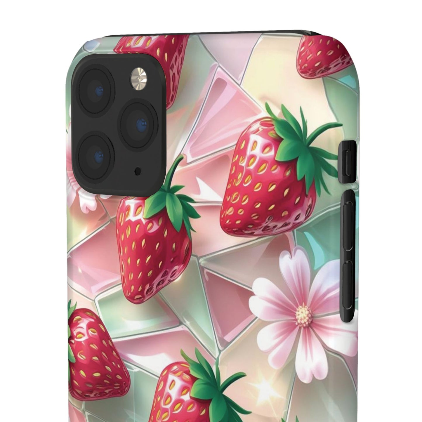 Snap Case iPhone Handyhülle - 3D Effekt Erdbeeren