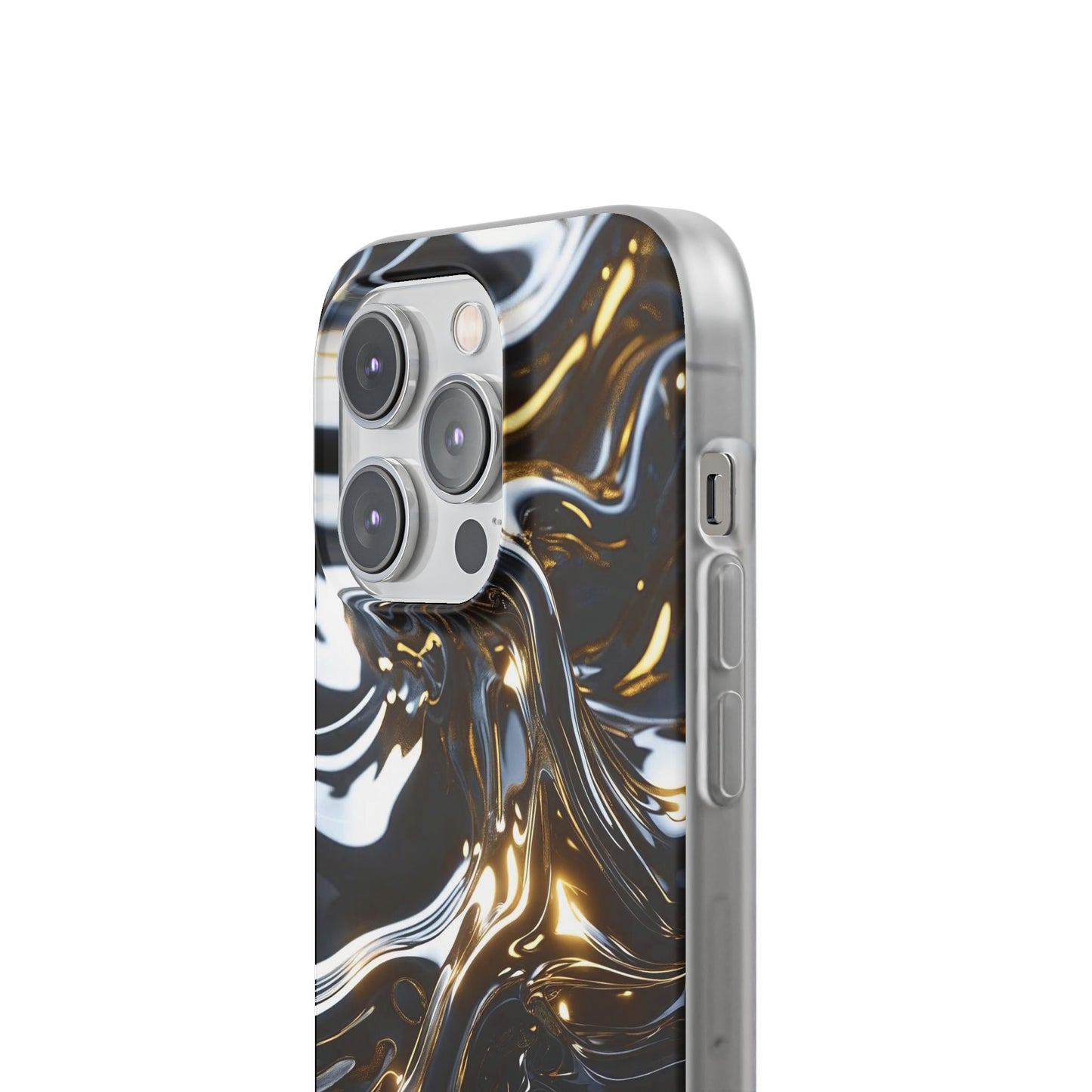 iPhone Handyhülle Flexi Case - Schwarz-Silber Metallic